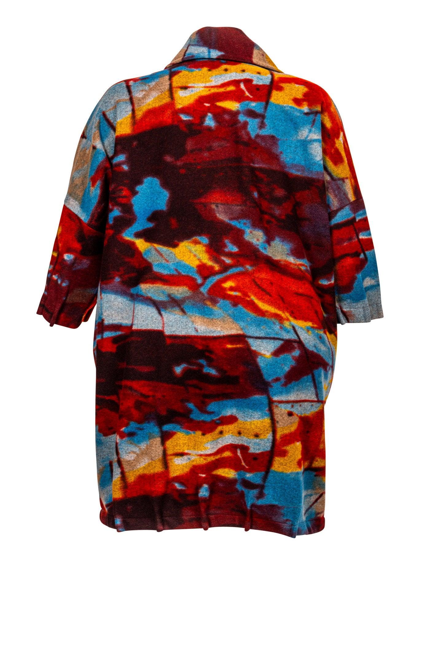 Bunter Wollmix-Mantel mit Animal-Print | H-Linie - Luba Moden