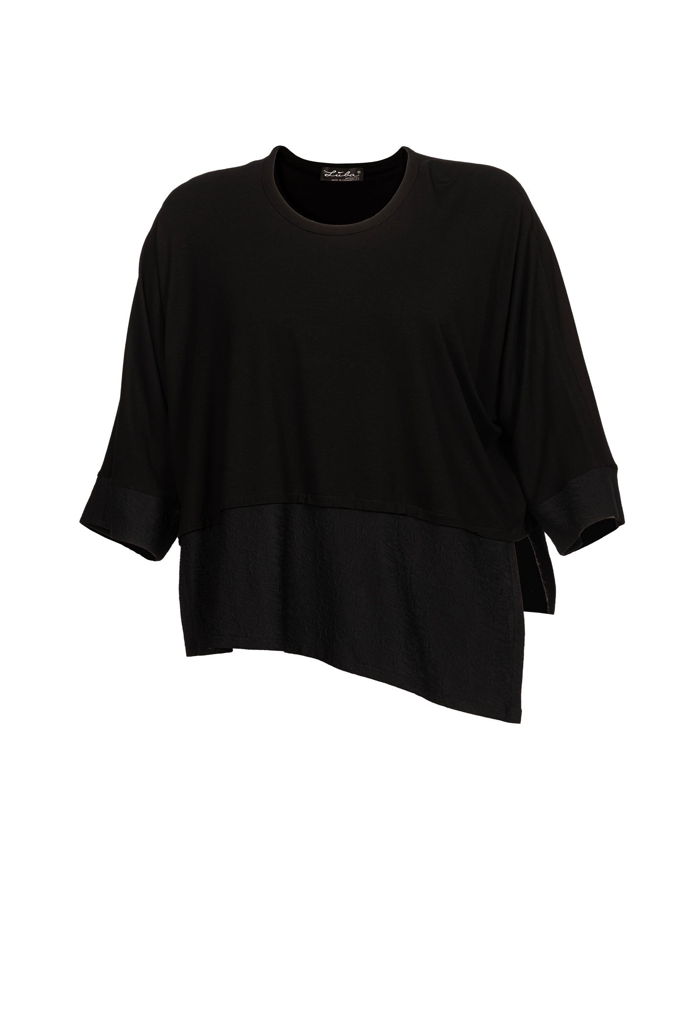 Schwarze Jersey-Stoffmix Tunika mit asymmetrischem Saum - Luba Moden