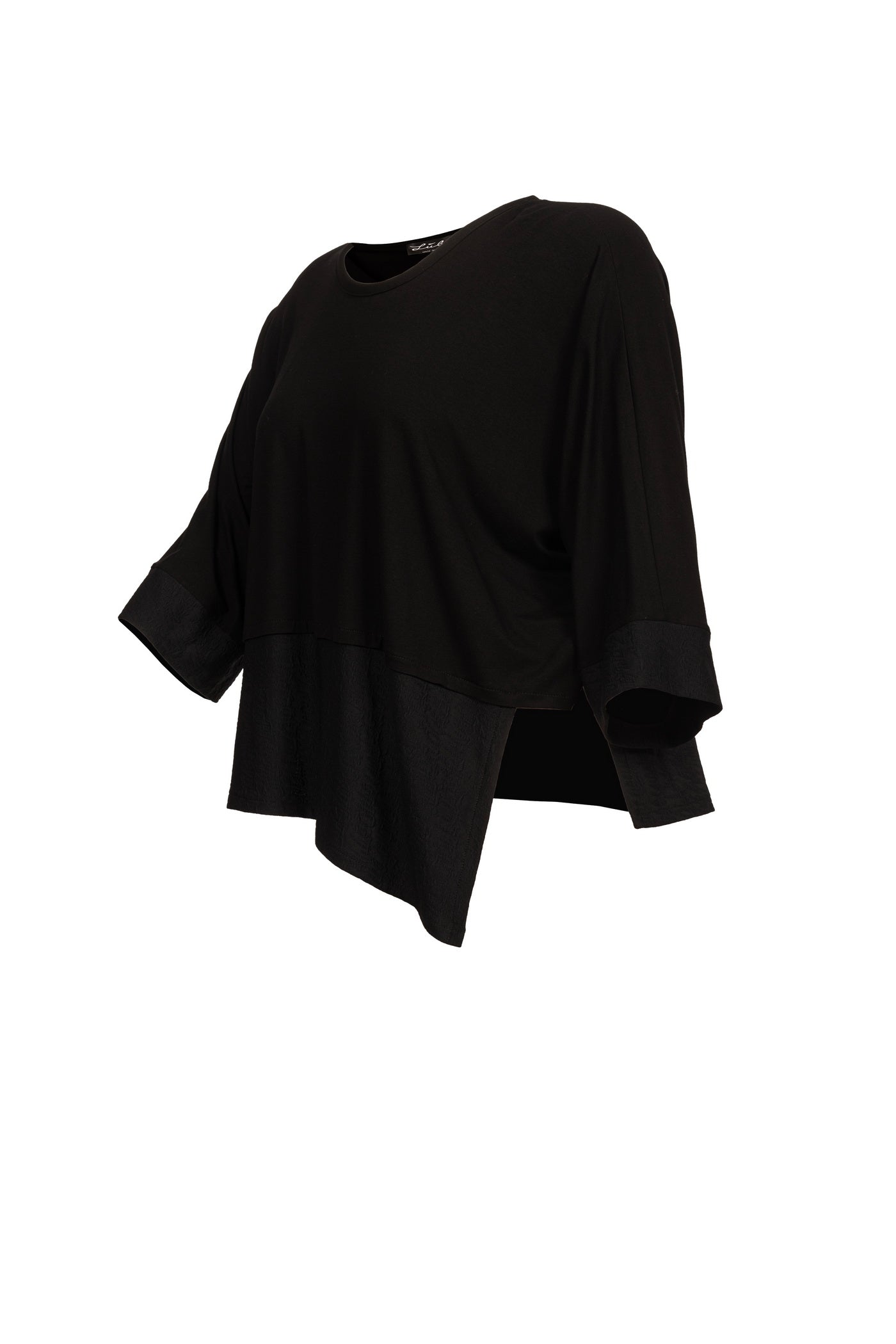 Schwarze Jersey-Stoffmix Tunika mit asymmetrischem Saum - Luba Moden