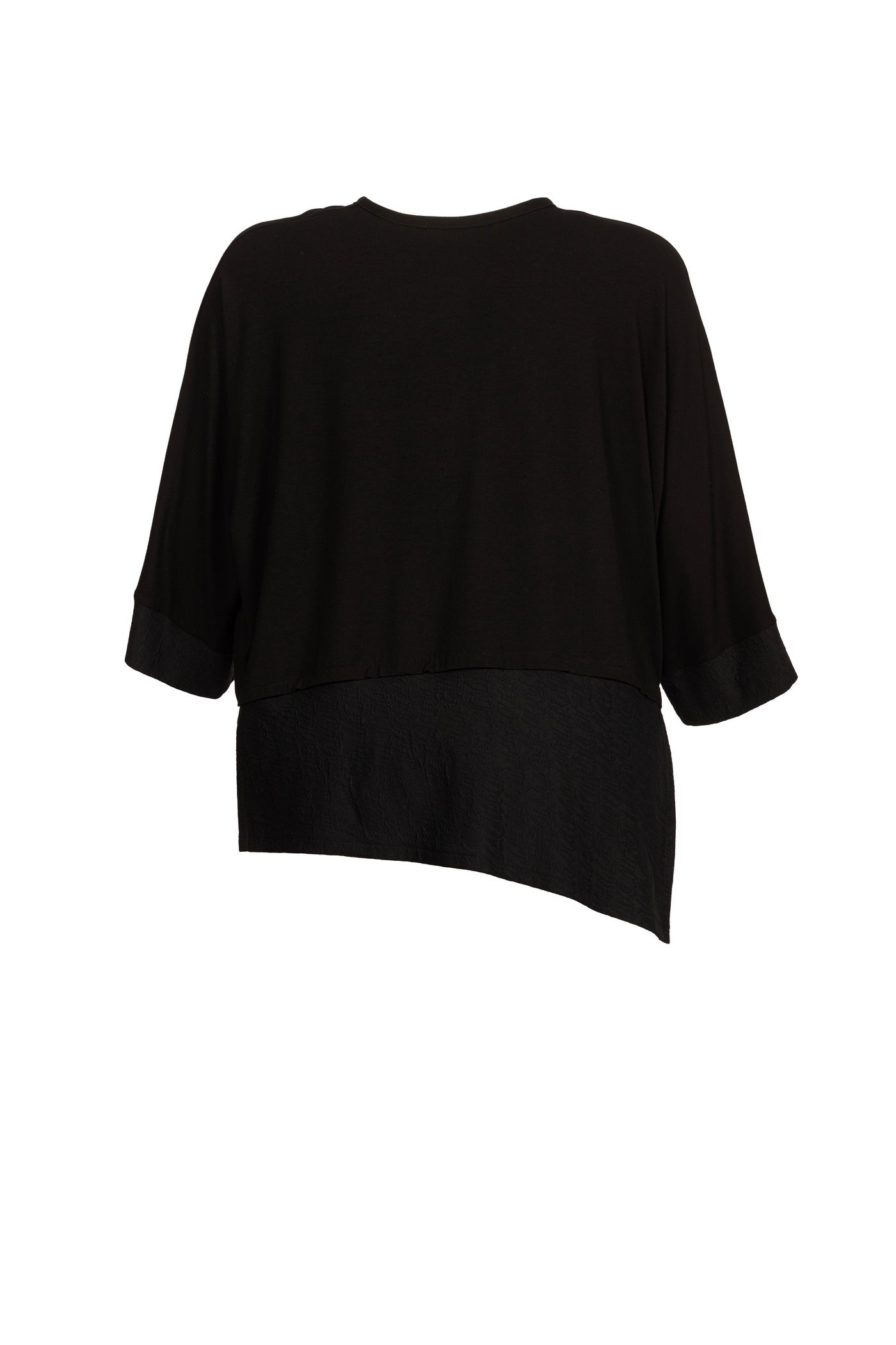 Schwarze Jersey-Stoffmix Tunika mit asymmetrischem Saum - Luba Moden