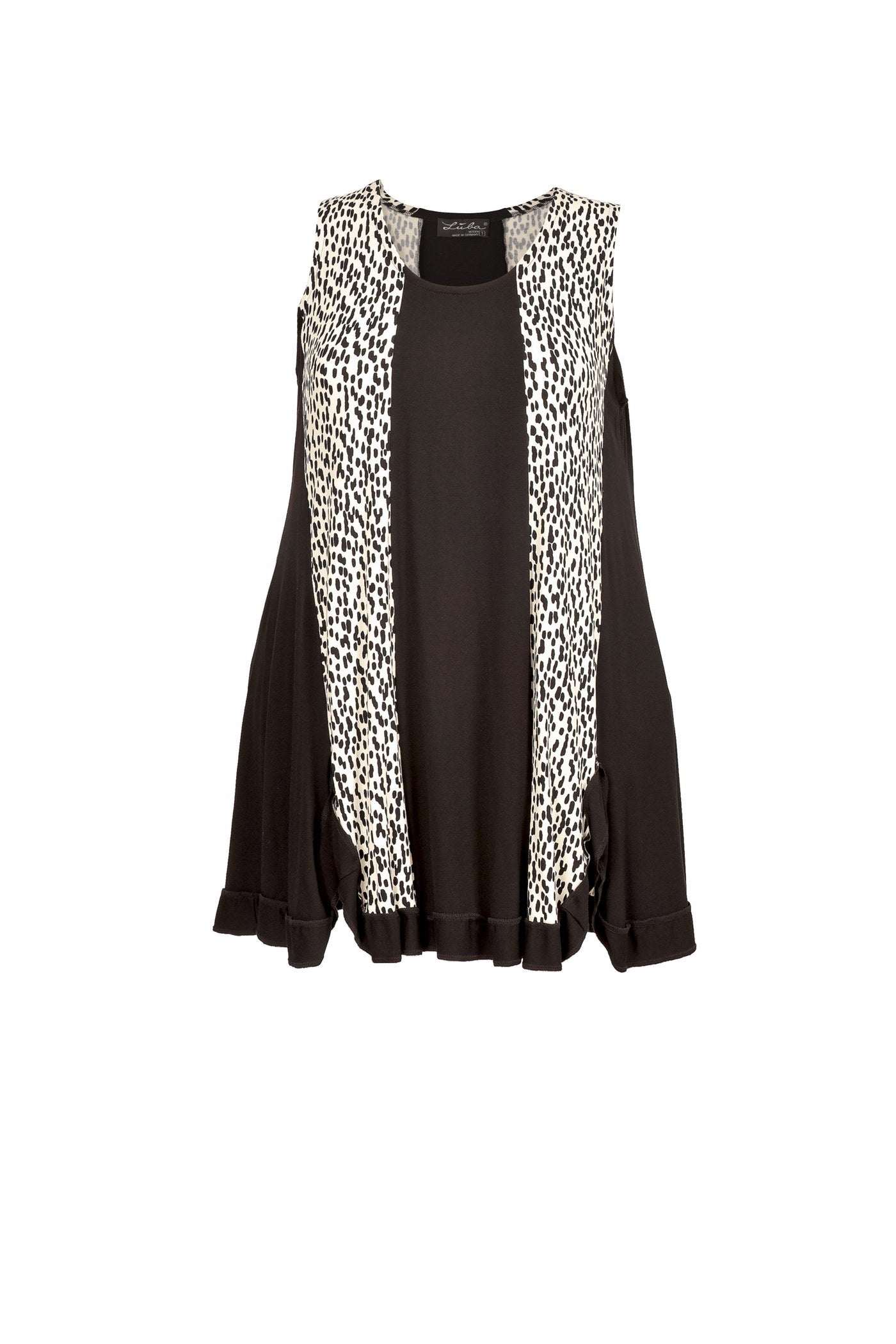 Acrylic white tunic with V-neck and hem