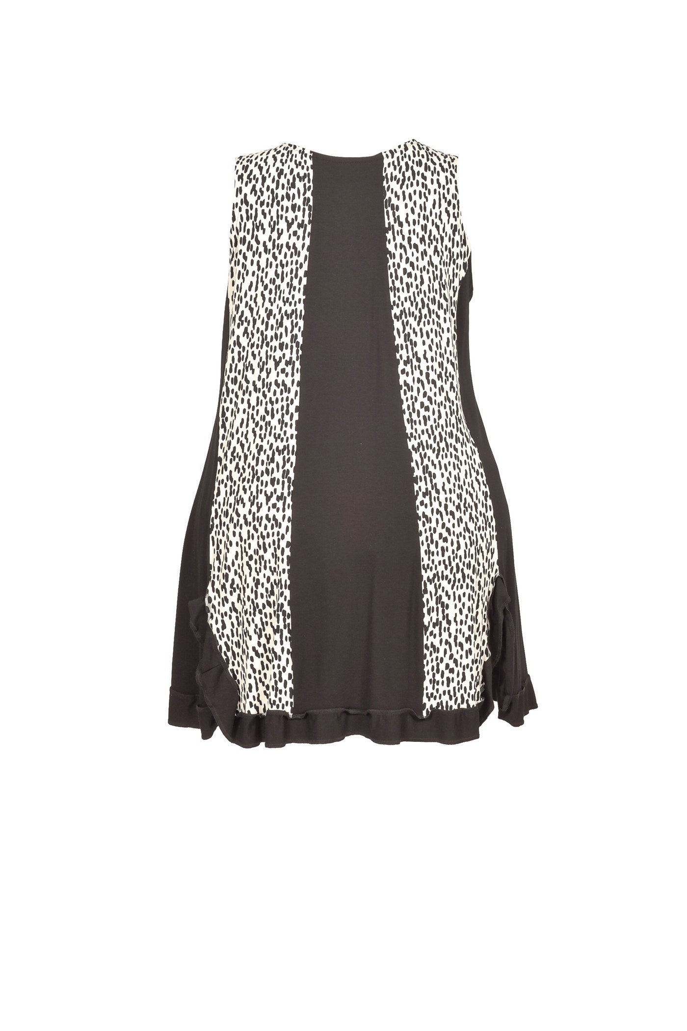 Acrylic white tunic with V-neck and hem