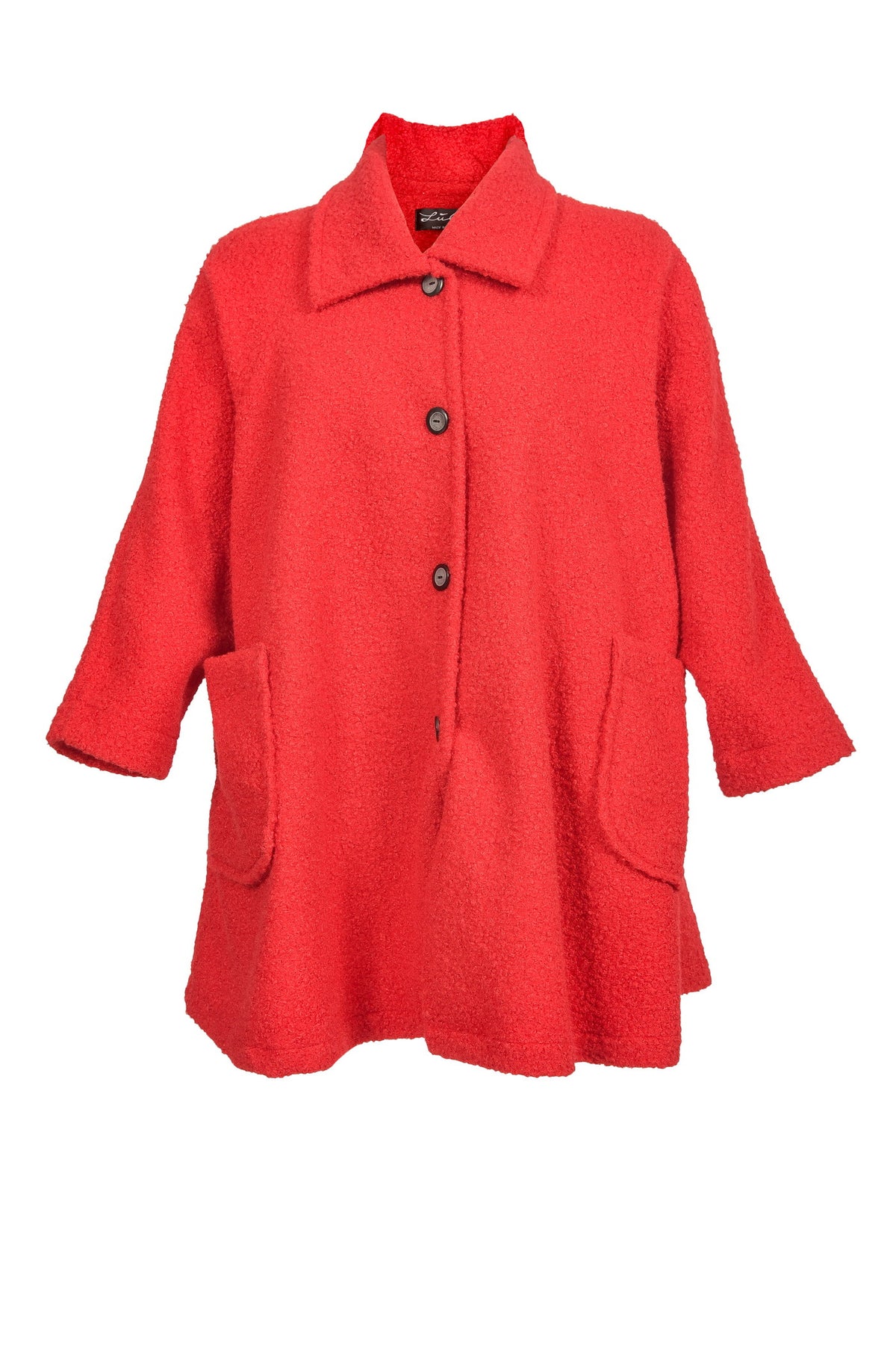 Manteau bouclé rouge – grandes tailles