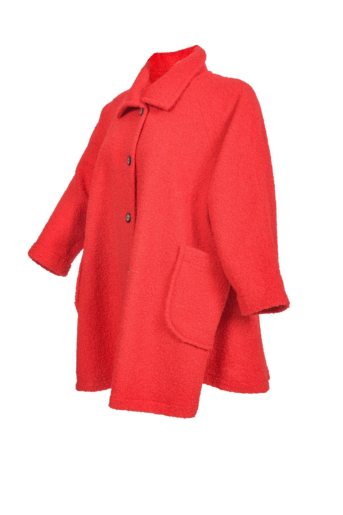 Manteau bouclé rouge – grandes tailles