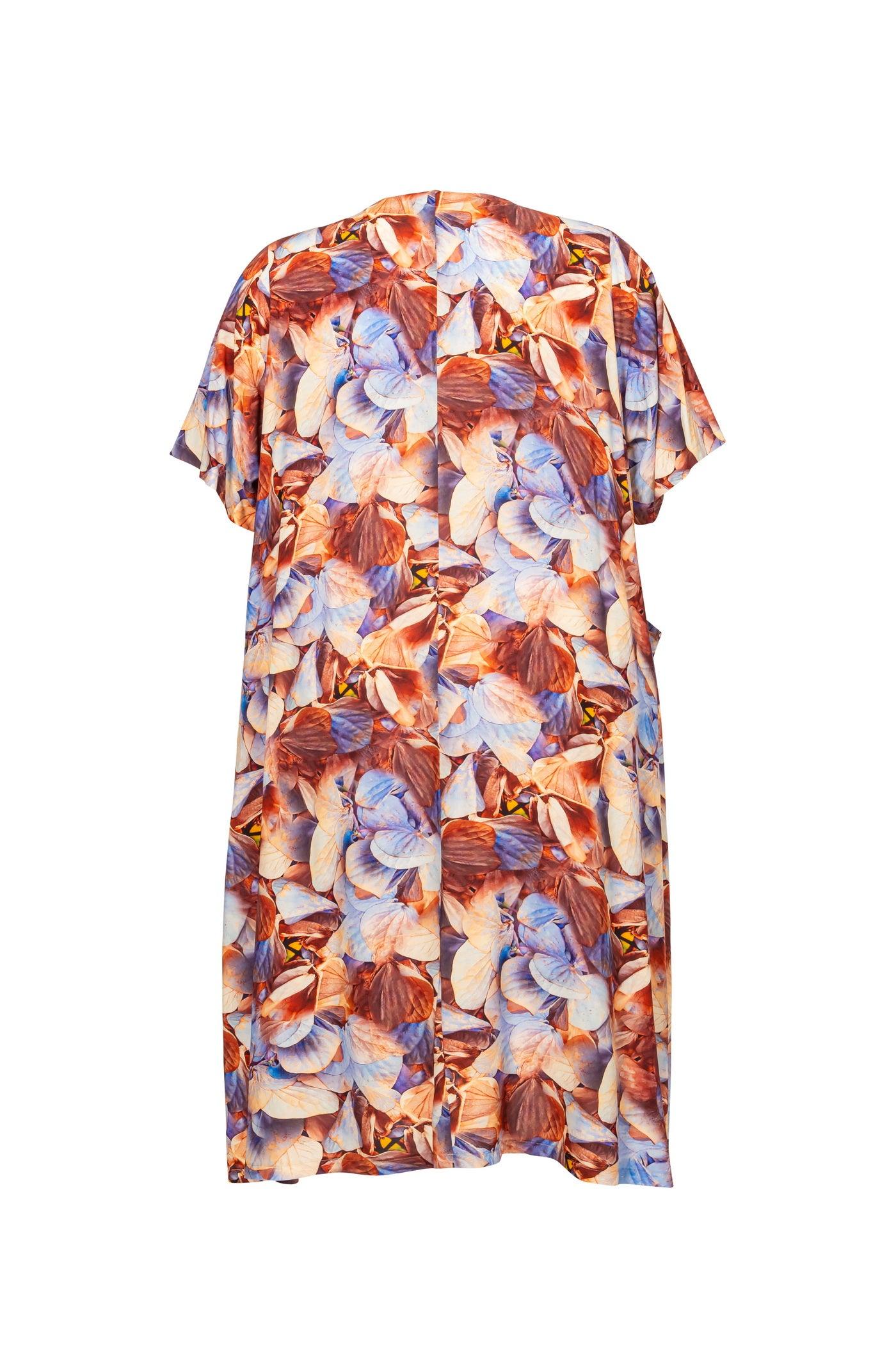 Beige Blau Braunes Maxi-Sommer-Viskose-Kleid - Luba Moden