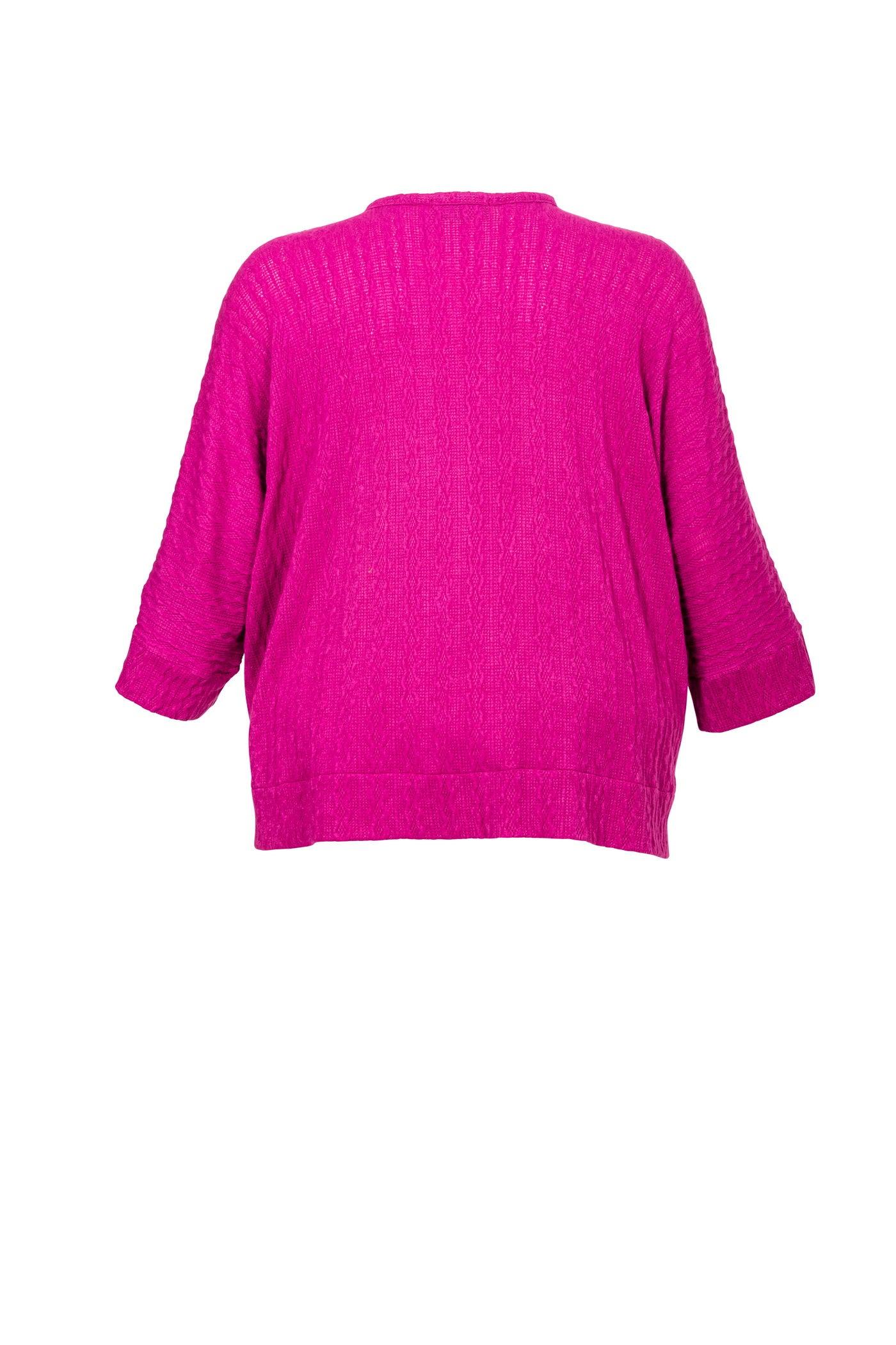 Strickpullover pink mit Rundhalsausschnitt und Zopfmuster - Luba Moden