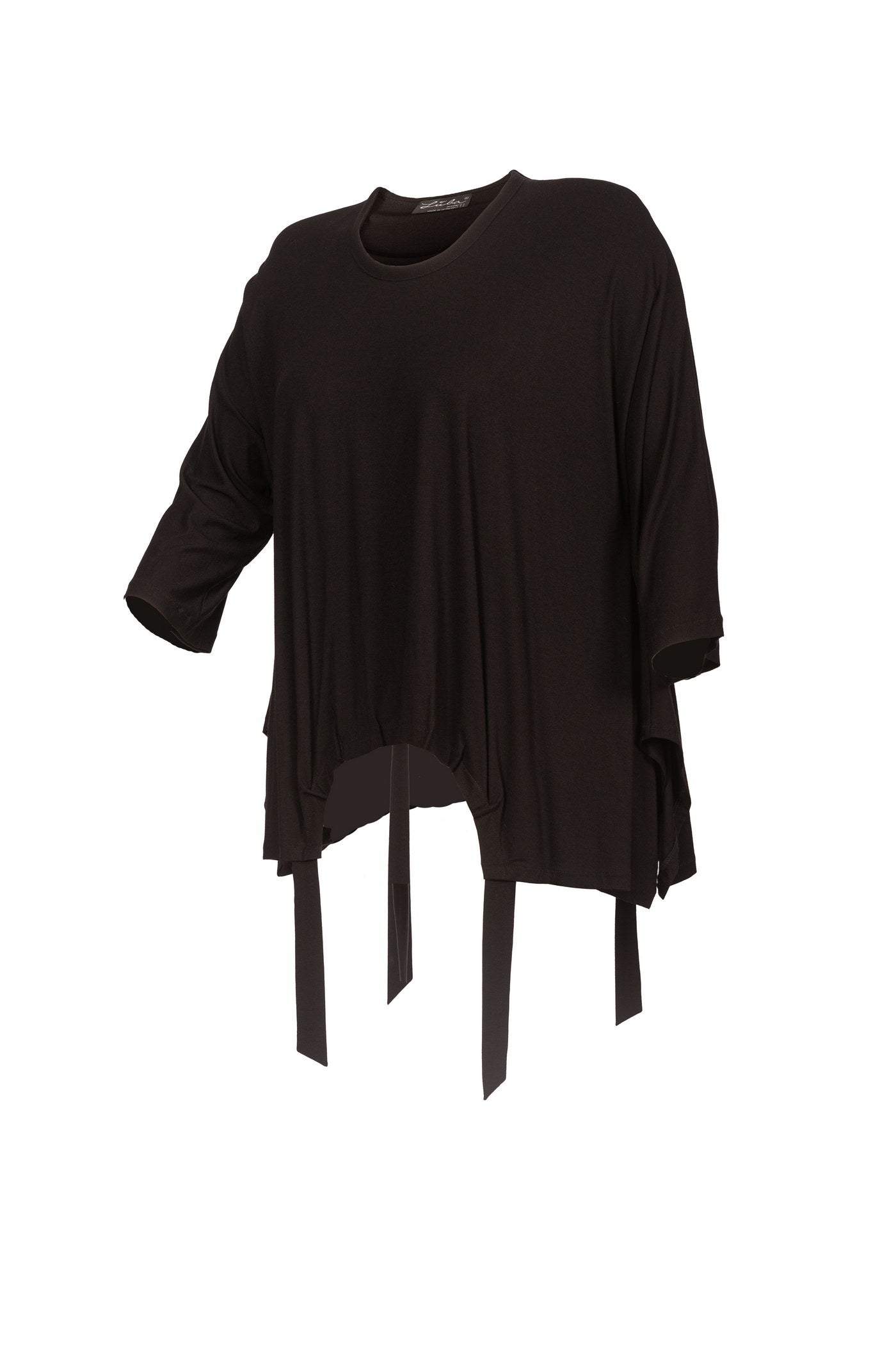 Ausgefallene schwarze Jersey-Tunika im Oversize-Look.