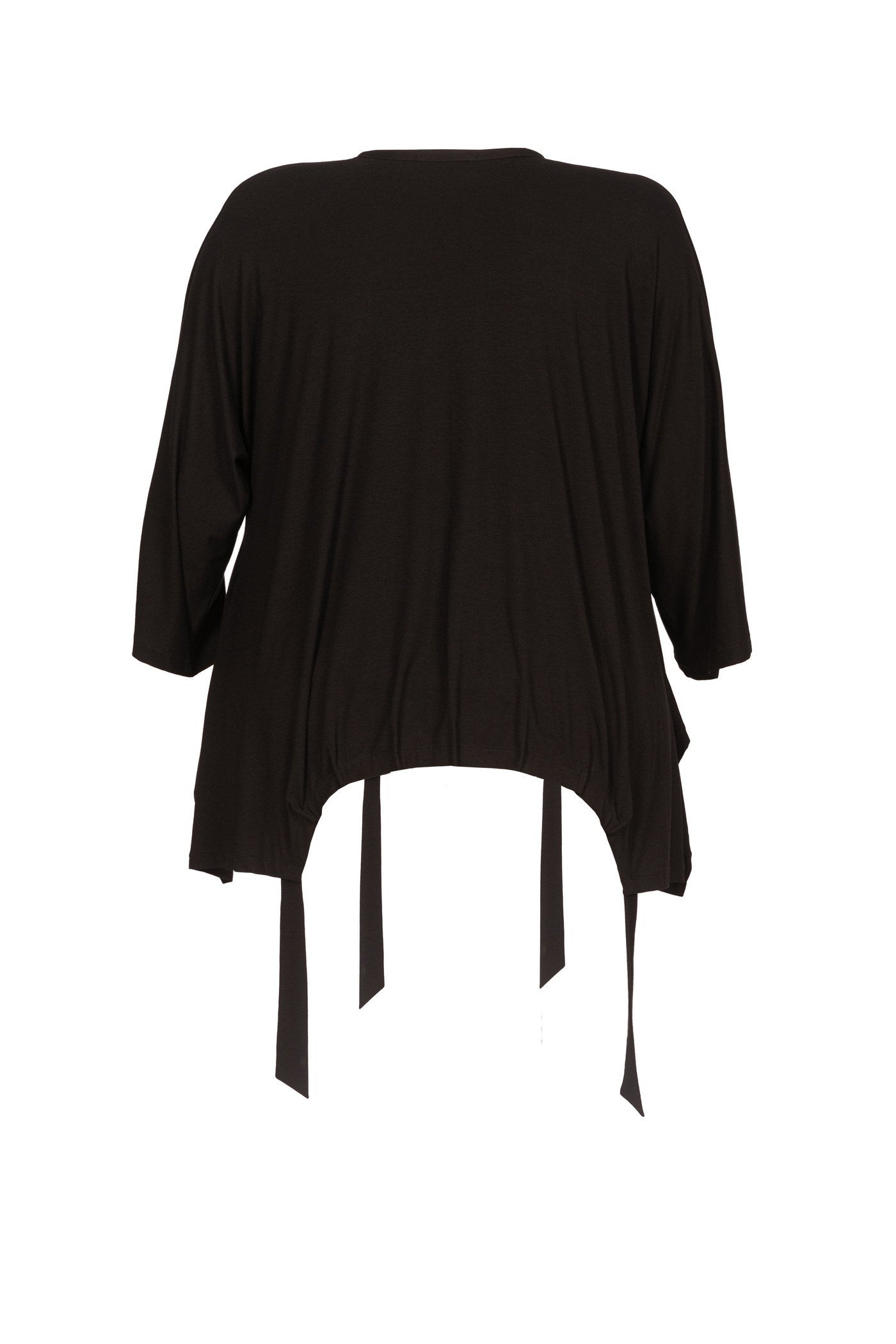 Ausgefallene schwarze Jersey-Tunika im Oversize-Look.