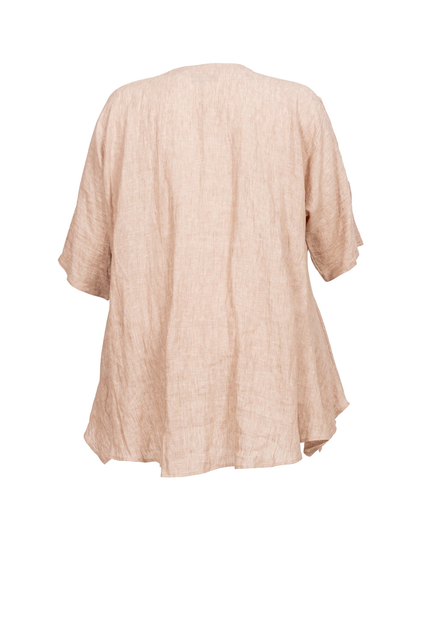 Acrylic white tunic with V-neck and hem