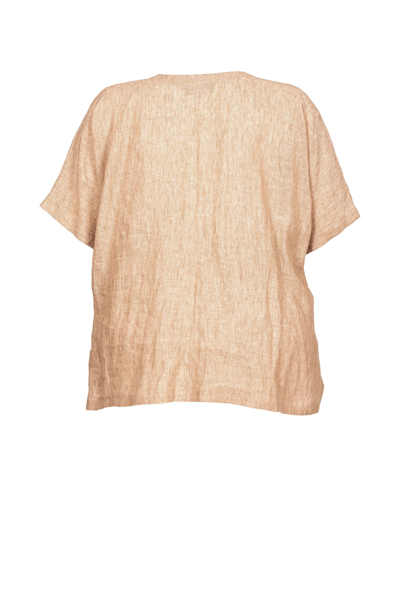Ausgefallene beige Leinen-Tunika mit 2 praktischen Taschen.