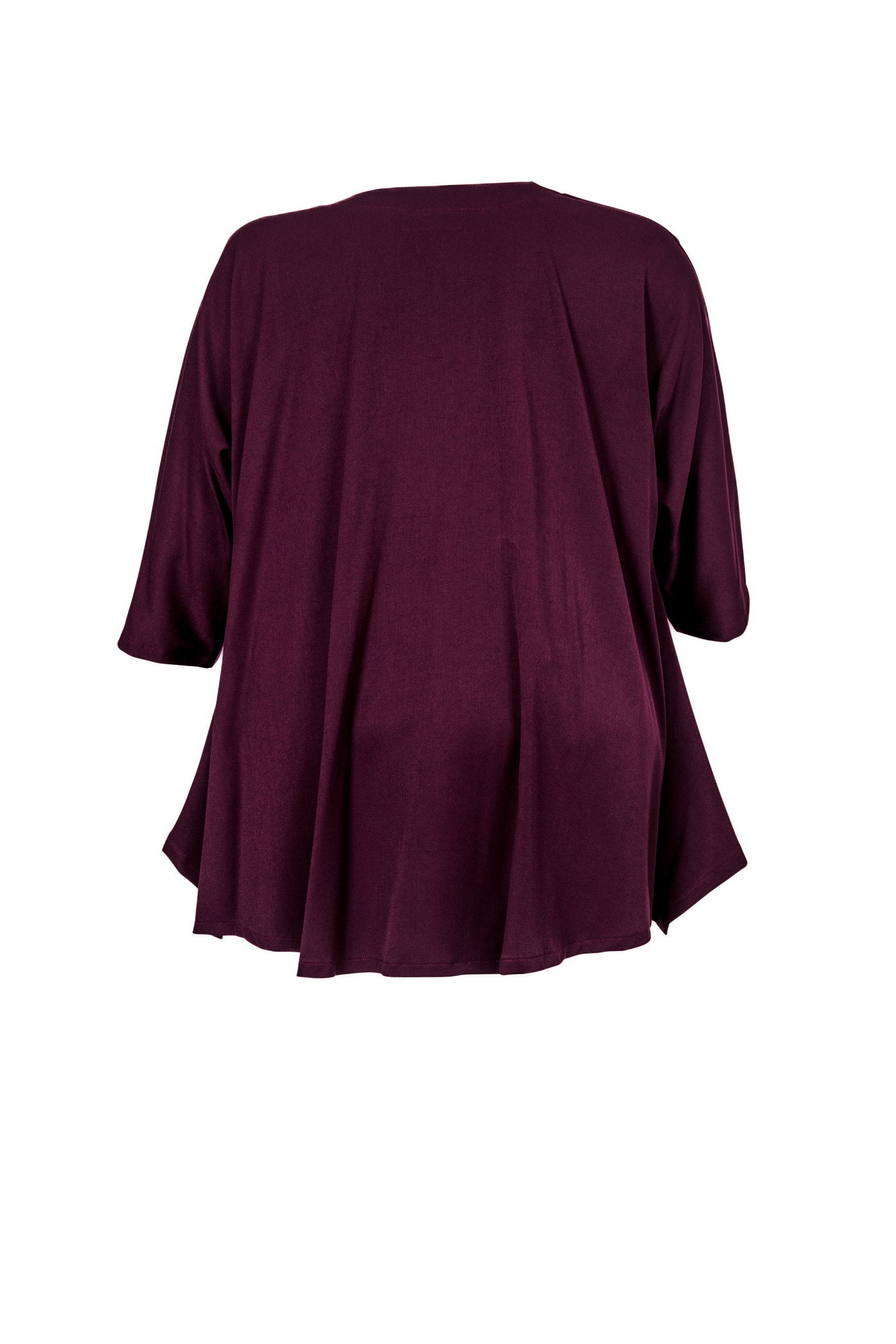 Burgundrote Jersey-Tunika mit V-Ausschnitt | High-Low Saum - Luba Moden