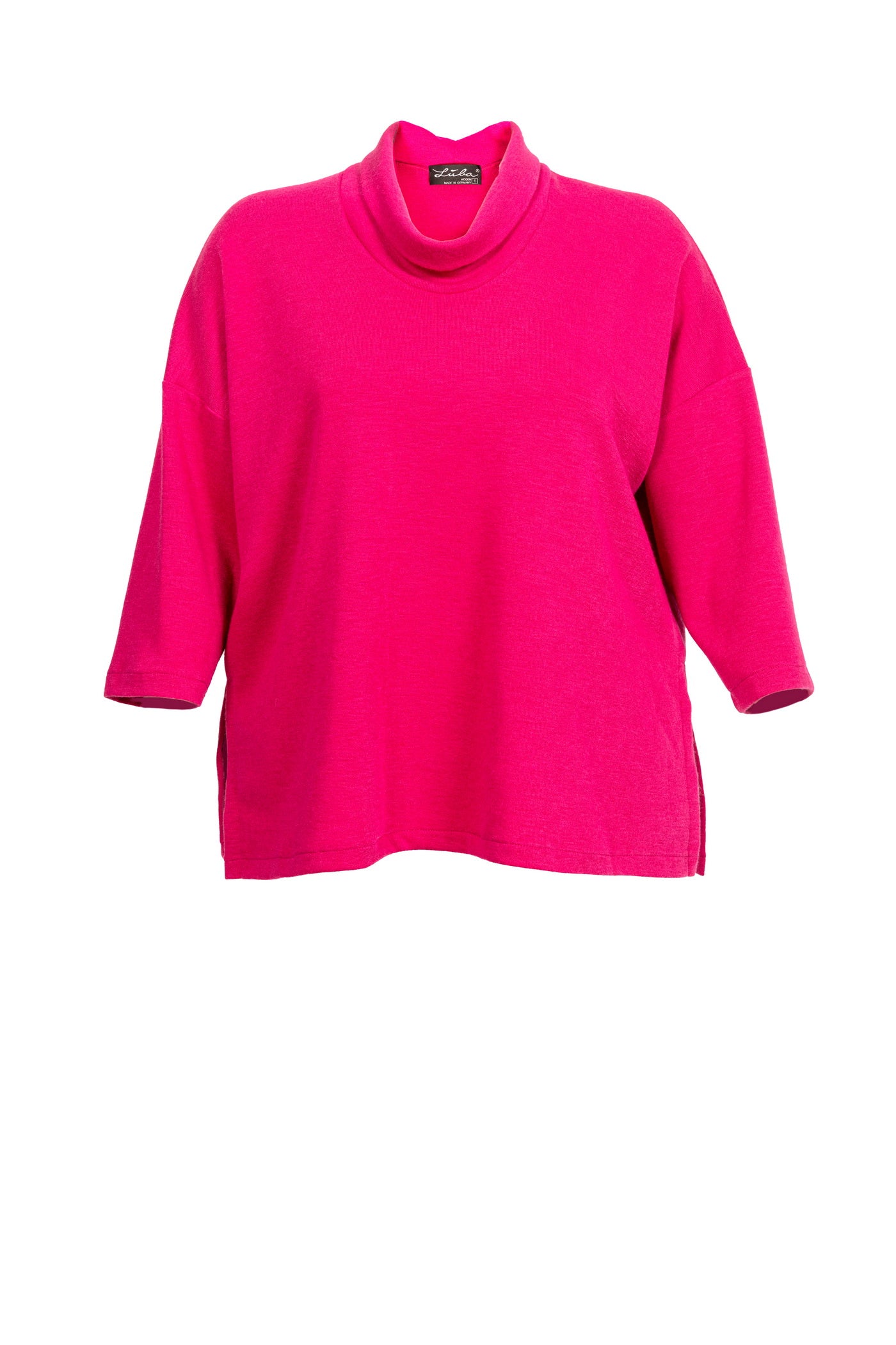Klassischer Damen-Pullover in pink und ausgefallenem Kragen - Luba Moden