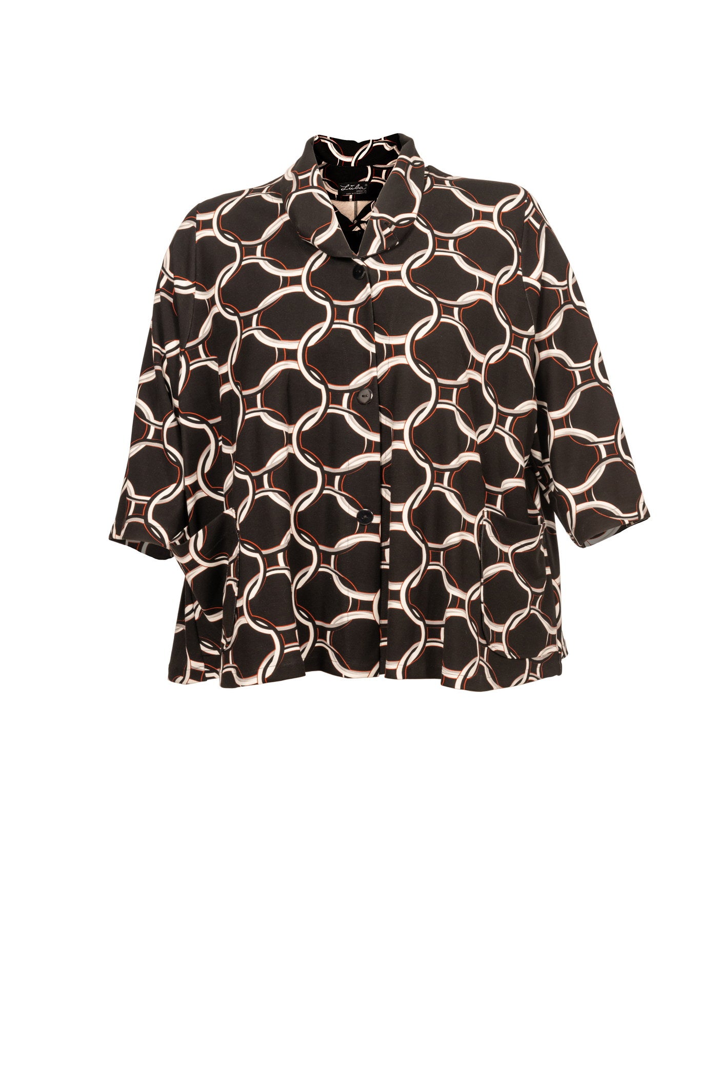 Schwarz-Weiße Jersey-Jacke mit Milano-Druck - Luba Moden