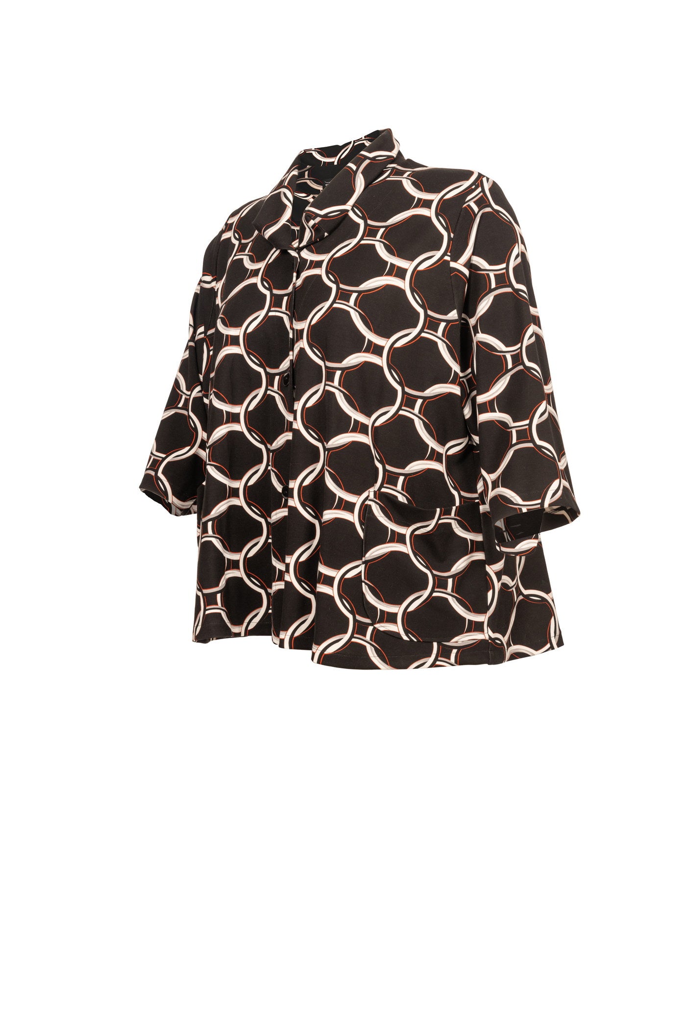 Schwarz-Weiße Jersey-Jacke mit Milano-Druck - Luba Moden