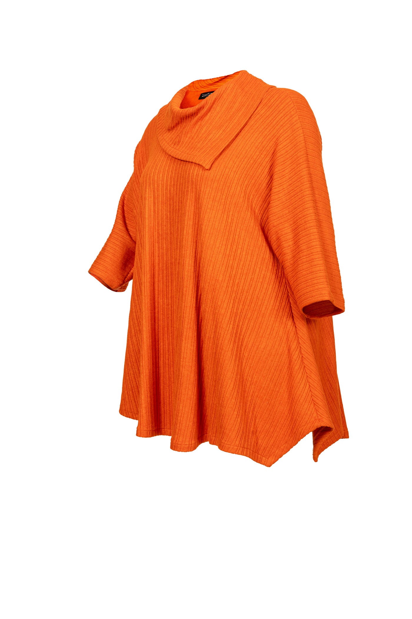 Ziegelfarbiger Rippstrick-Pullover mit Rollkragen | Überschnittene Schulter - Luba Moden