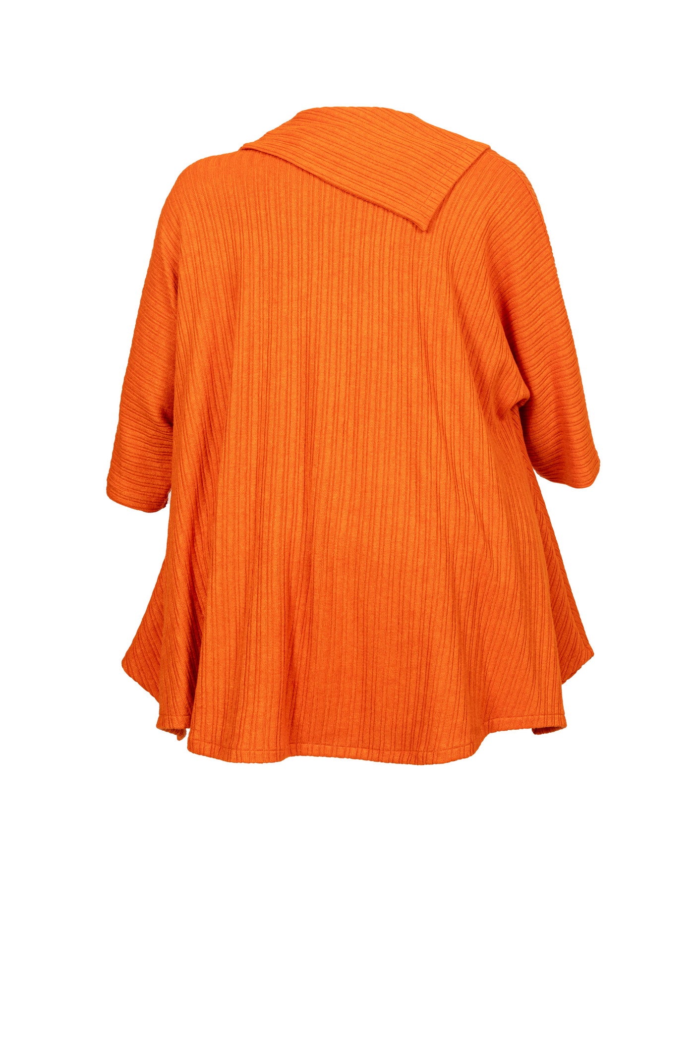 Ziegelfarbiger Rippstrick-Pullover mit Rollkragen | Überschnittene Schulter - Luba Moden