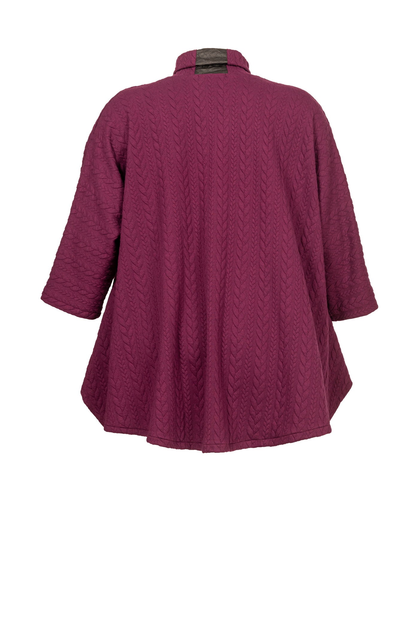 Beerenfarbige Jacquard-Tunika mit Zopfmuster und 2 Taschen - Luba Moden