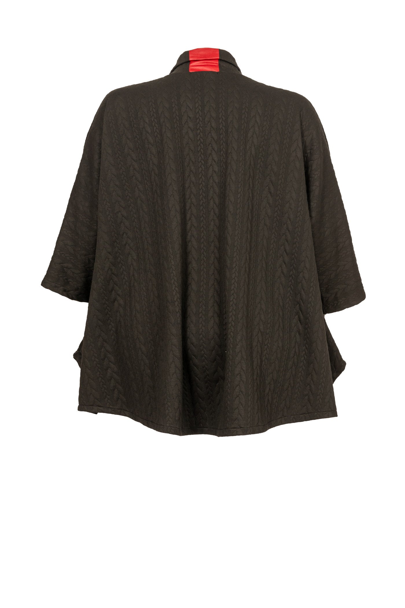 Schwarze Jacquard-Tunika mit Zopfmuster-Struktur und Rollkragen - Luba Moden