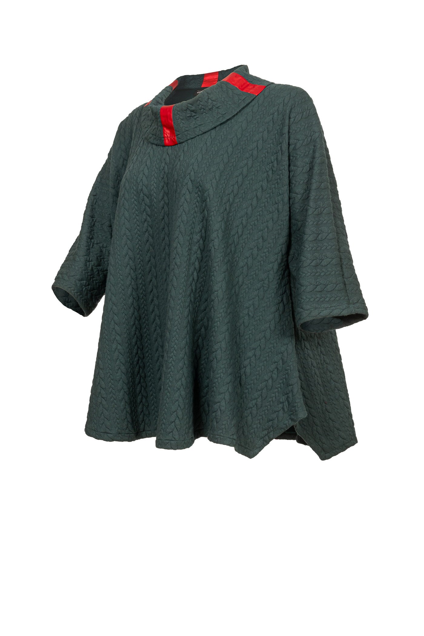 Tannengrüne Jacquard-Tunika mit Zopfmuster-Struktur - Luba Moden