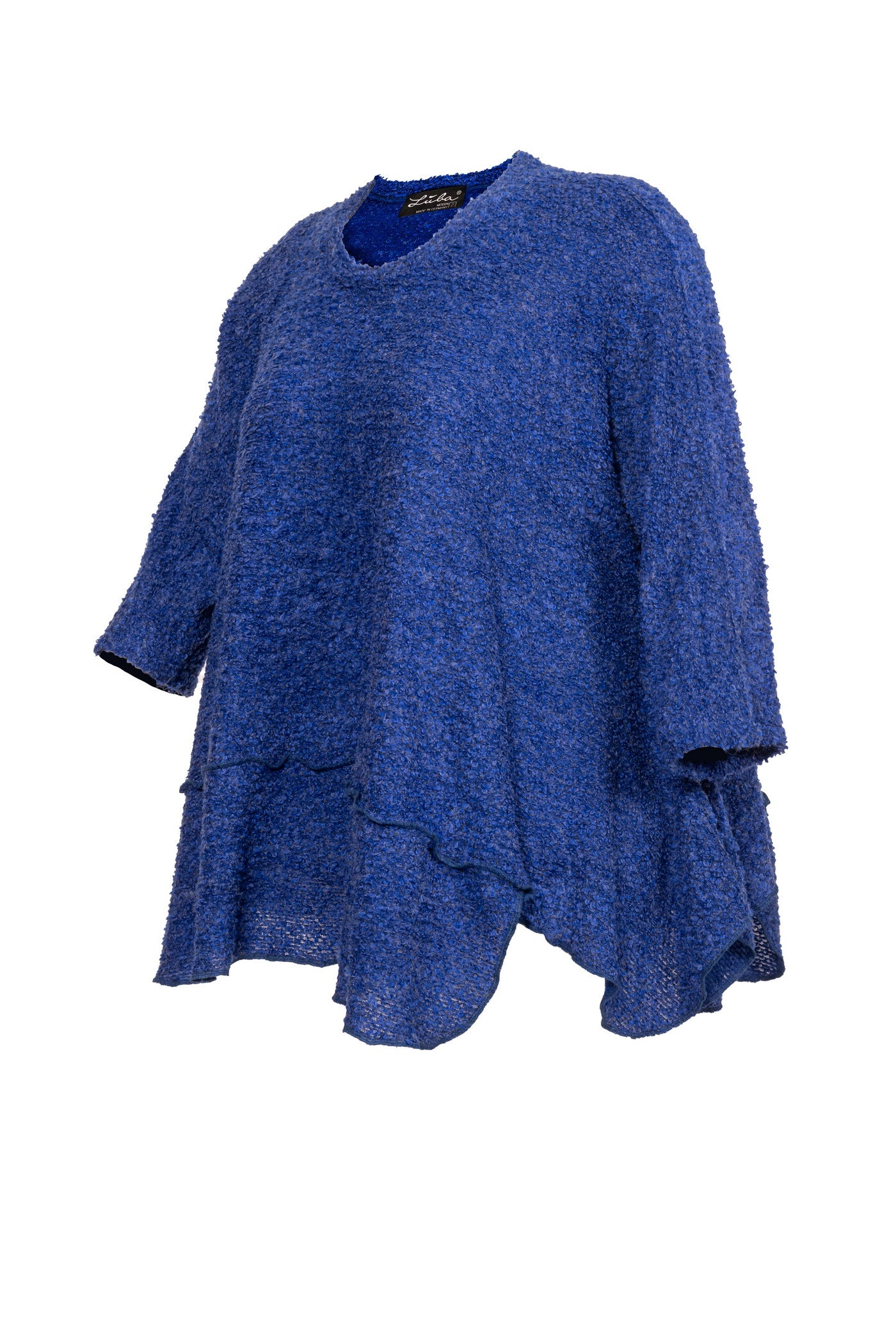 Royal-Blauer Bouclé-Pullover - Luba Moden