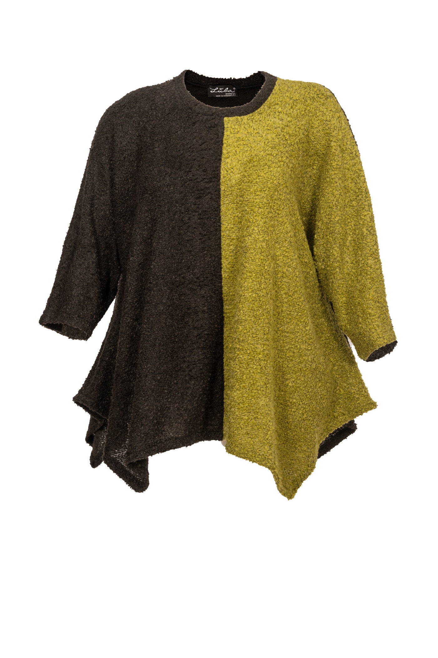 Schwarz-Grüner Bouclé-Pullover - Luba Moden