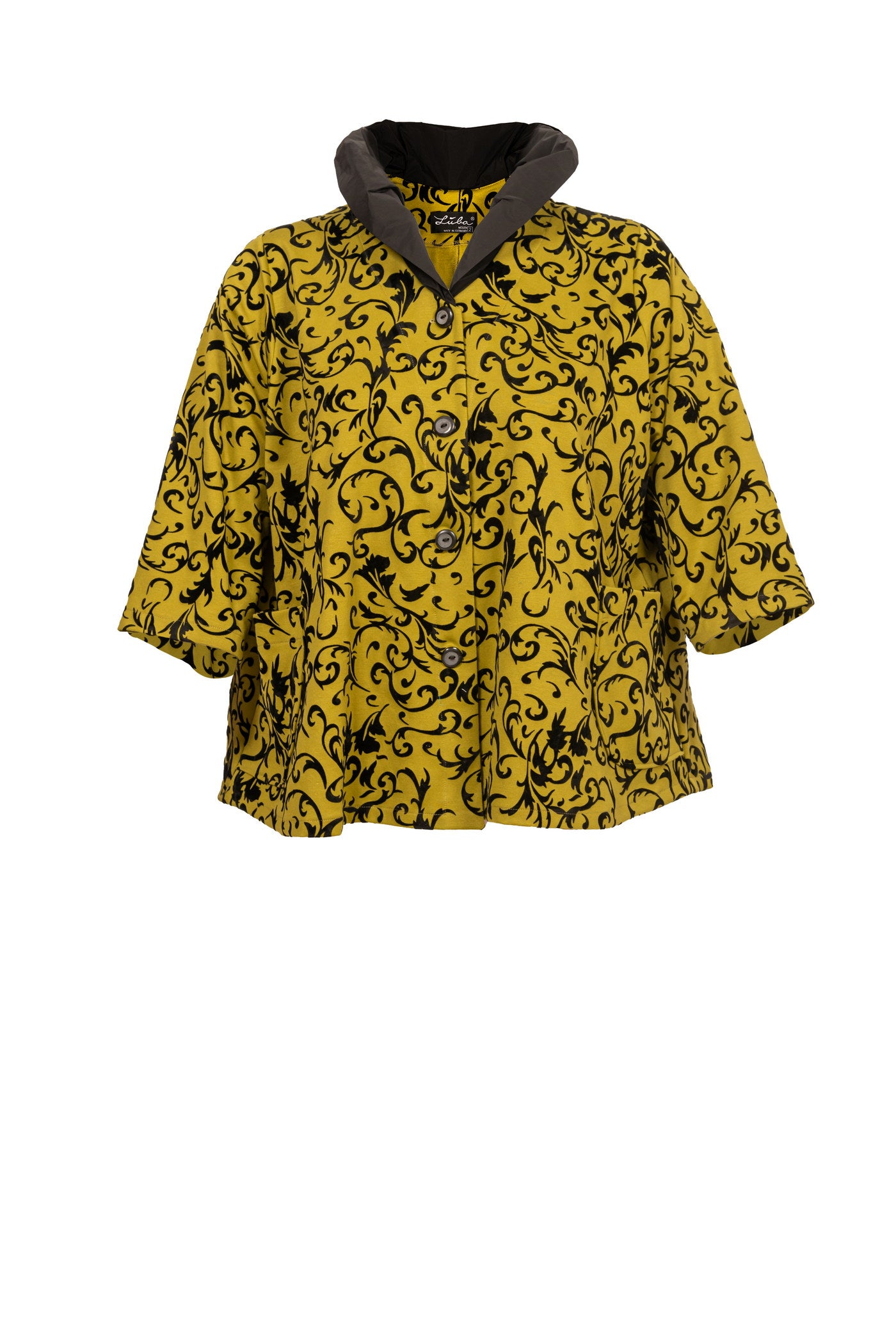 Apfelgrüne Jersey-Jacke mit Milano-Flock-Muster - Luba Moden