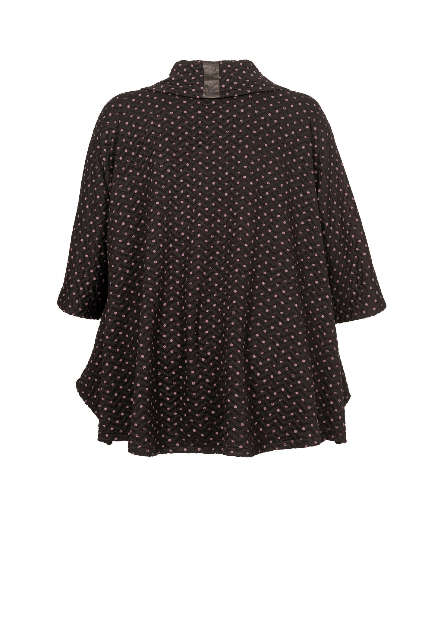 Schwarze, mit lila Pünktchen gemusterte Jacquard-Tunika und Rollkragen - Luba Moden