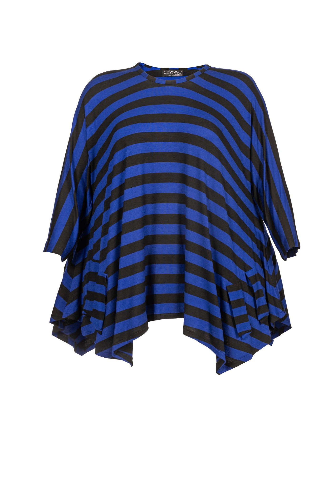 Blau-schwarz gestreifte Jersey-Viskose Tunika. - Luba Moden