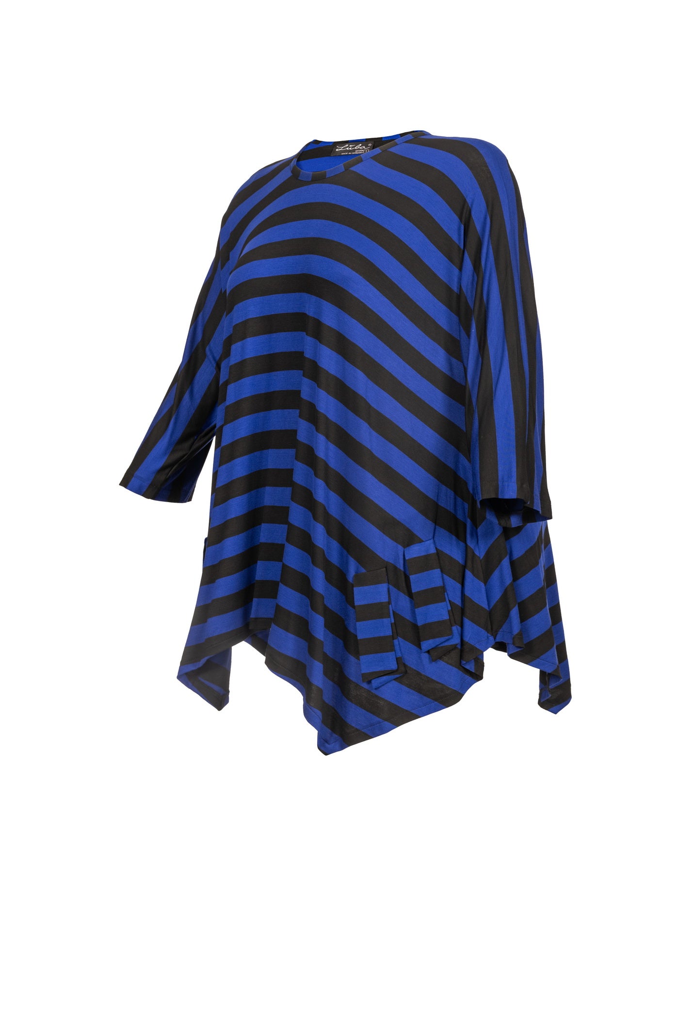 Blau-schwarz gestreifte Jersey-Viskose Tunika. - Luba Moden