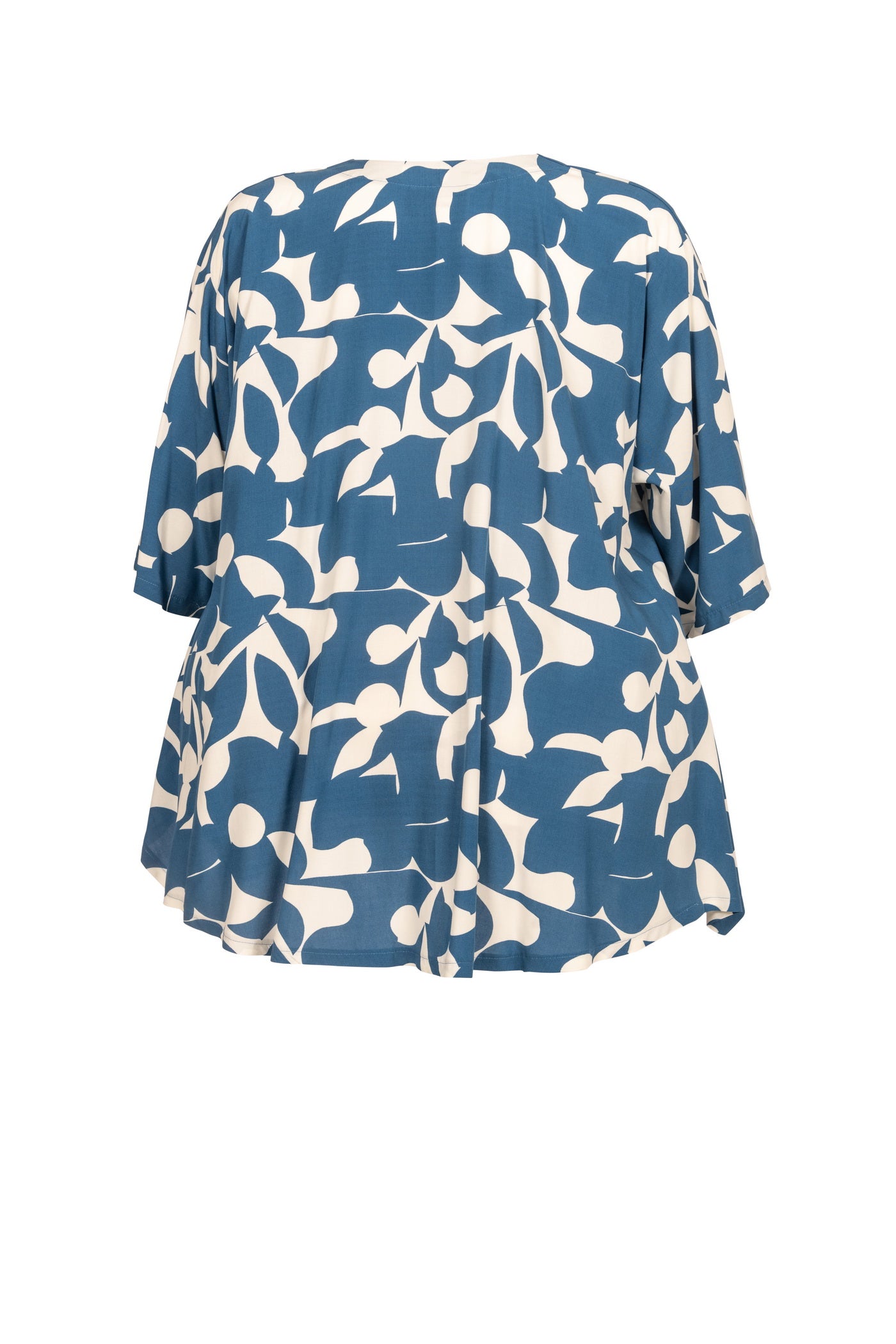 Viskose-Tunika mit blau-weißem Blumen-Muster. - Luba Moden