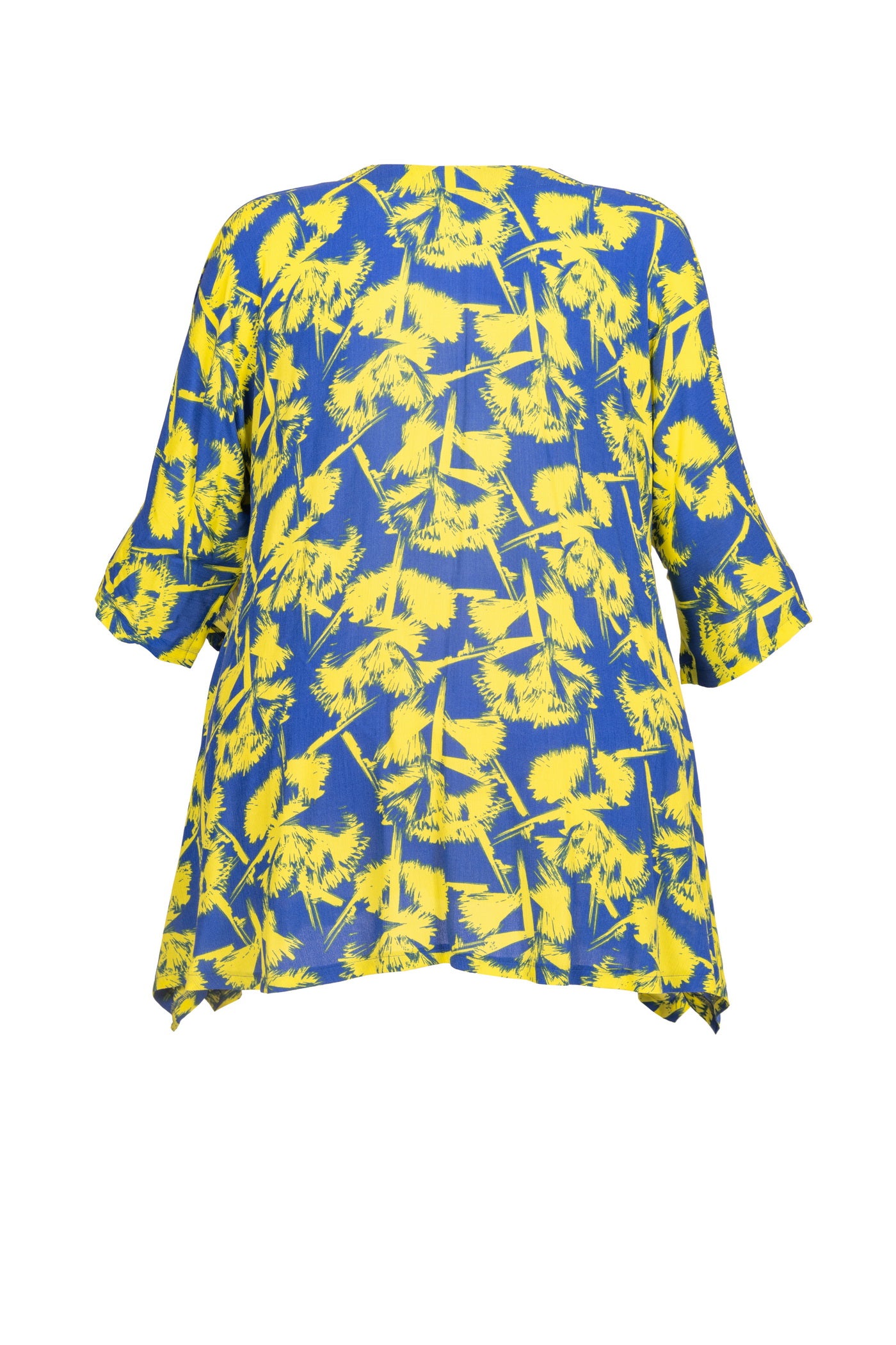 Viskose-Tunika mit blau-gelbem Blumen-Muster. - Luba Moden