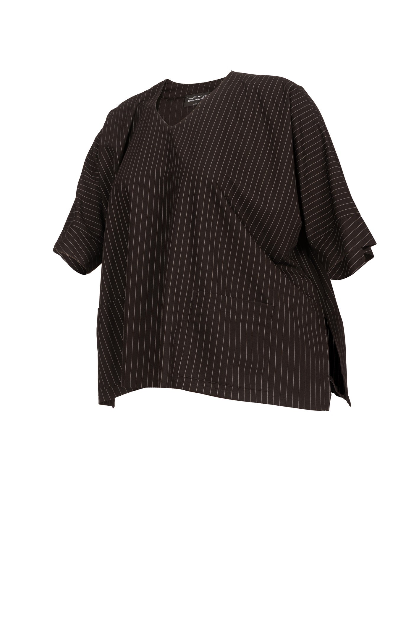 Edle schwarze Tunika mit weißen Nadelstreifen.