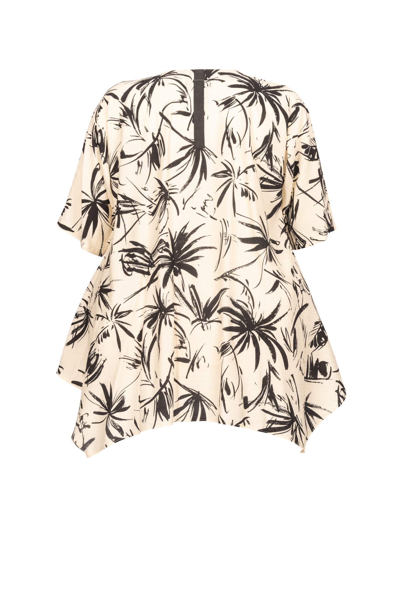 Acrylic white tunic with V-neck and hem