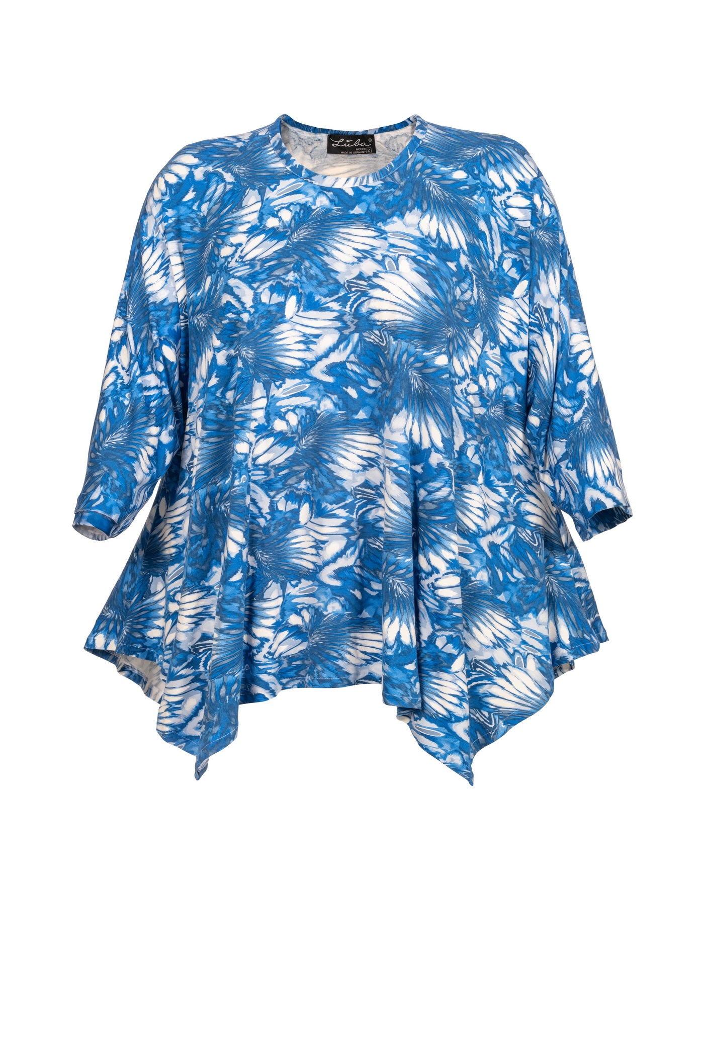 Jersey-Tunika mit blau-weißem Flower-Print - Luba Moden