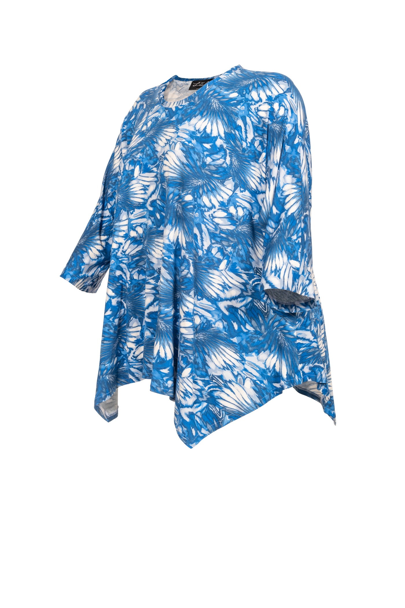 Jersey-Tunika mit blau-weißem Flower-Print - Luba Moden