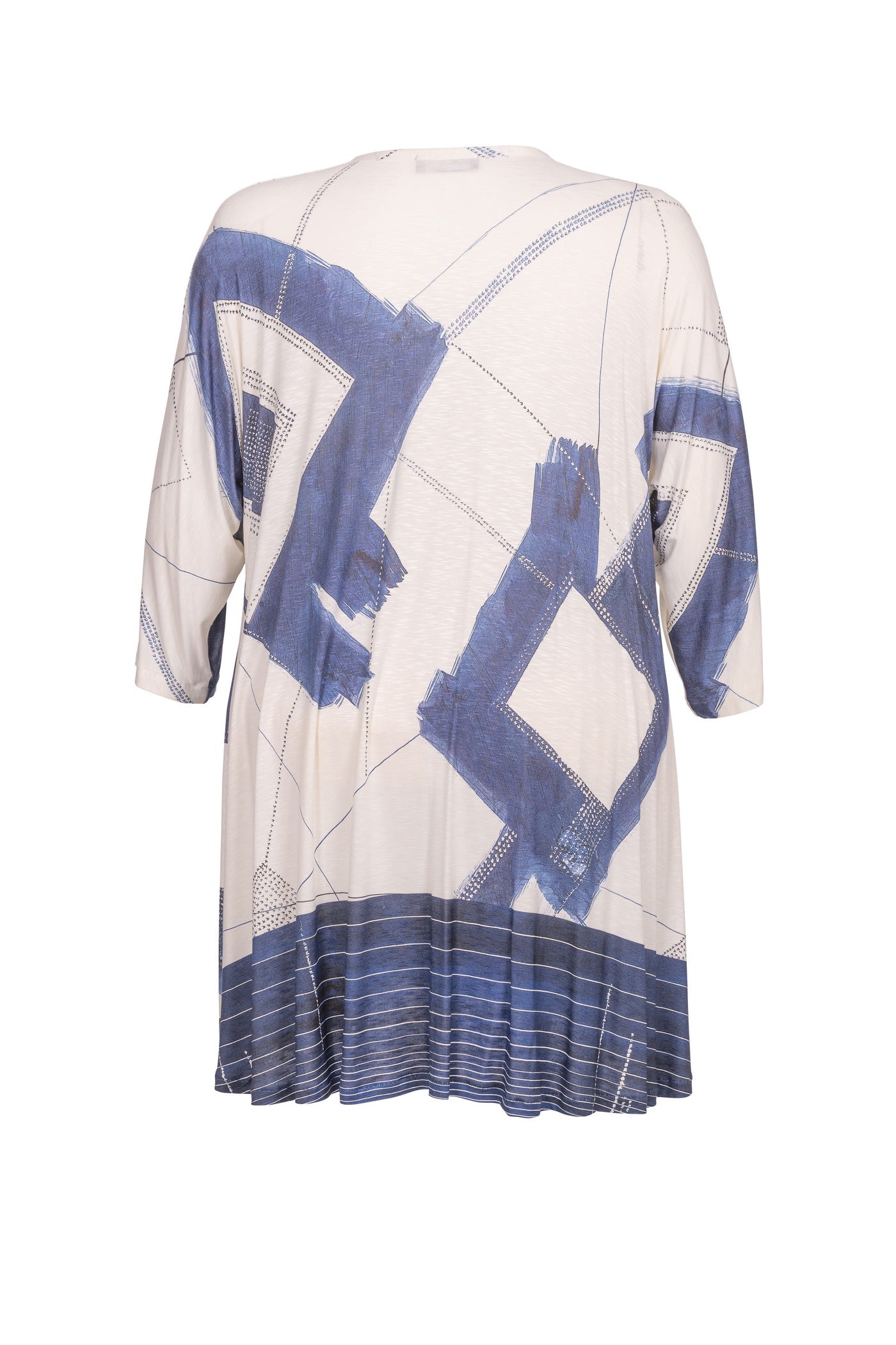 Acrylic white tunic with V-neck and hem