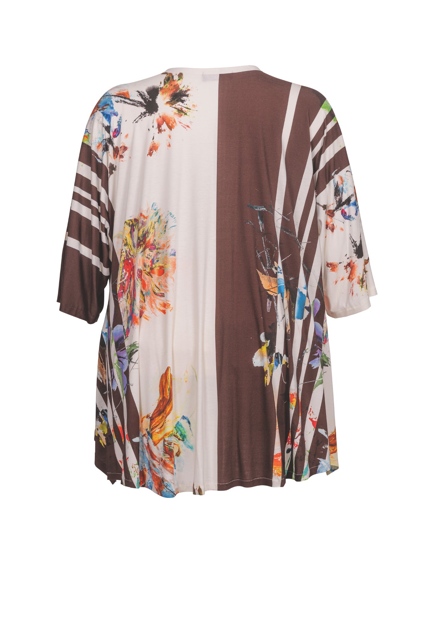 Acrylic white tunic with V-neck and hem
