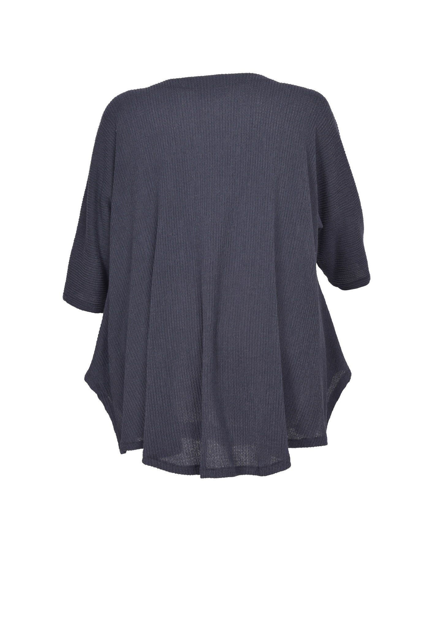 Stylische grau-blaue Tunika mit Zierknopf und langen Ärmeln.