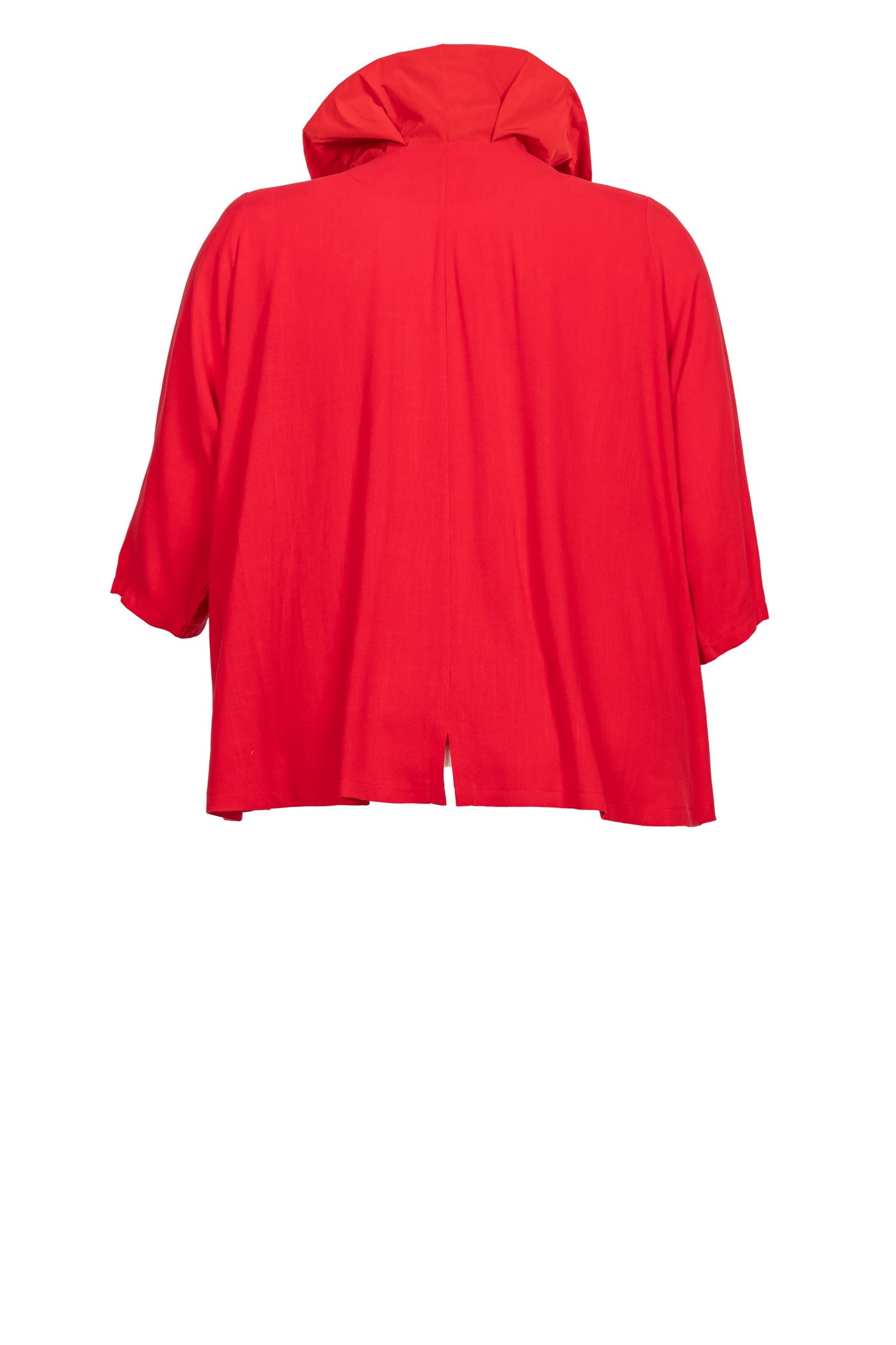 Acrylic white tunic with V-neck and hem