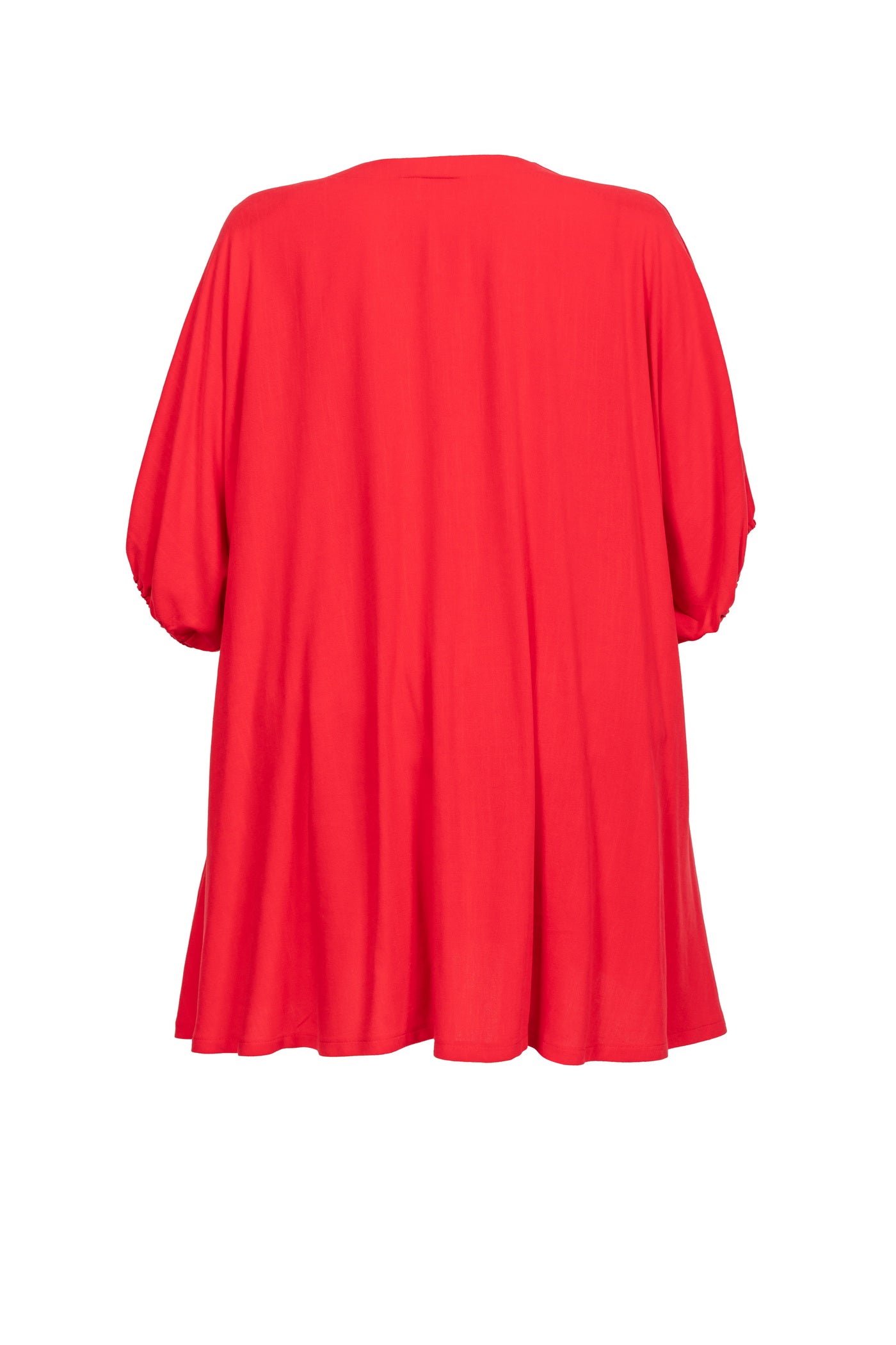 Acrylic white tunic with V-neck and hem