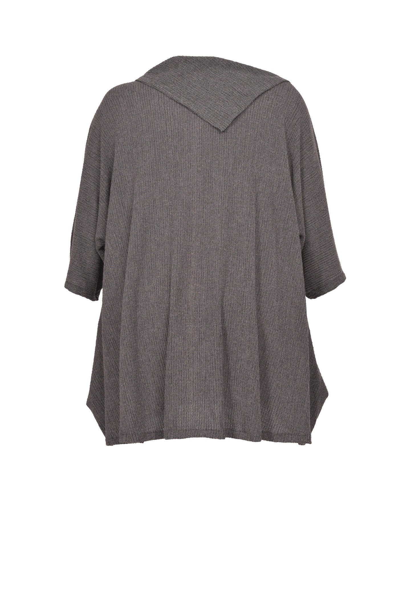Stylische graue Tunika mit großem Kragen, Einsatz und langen Ärmeln.
