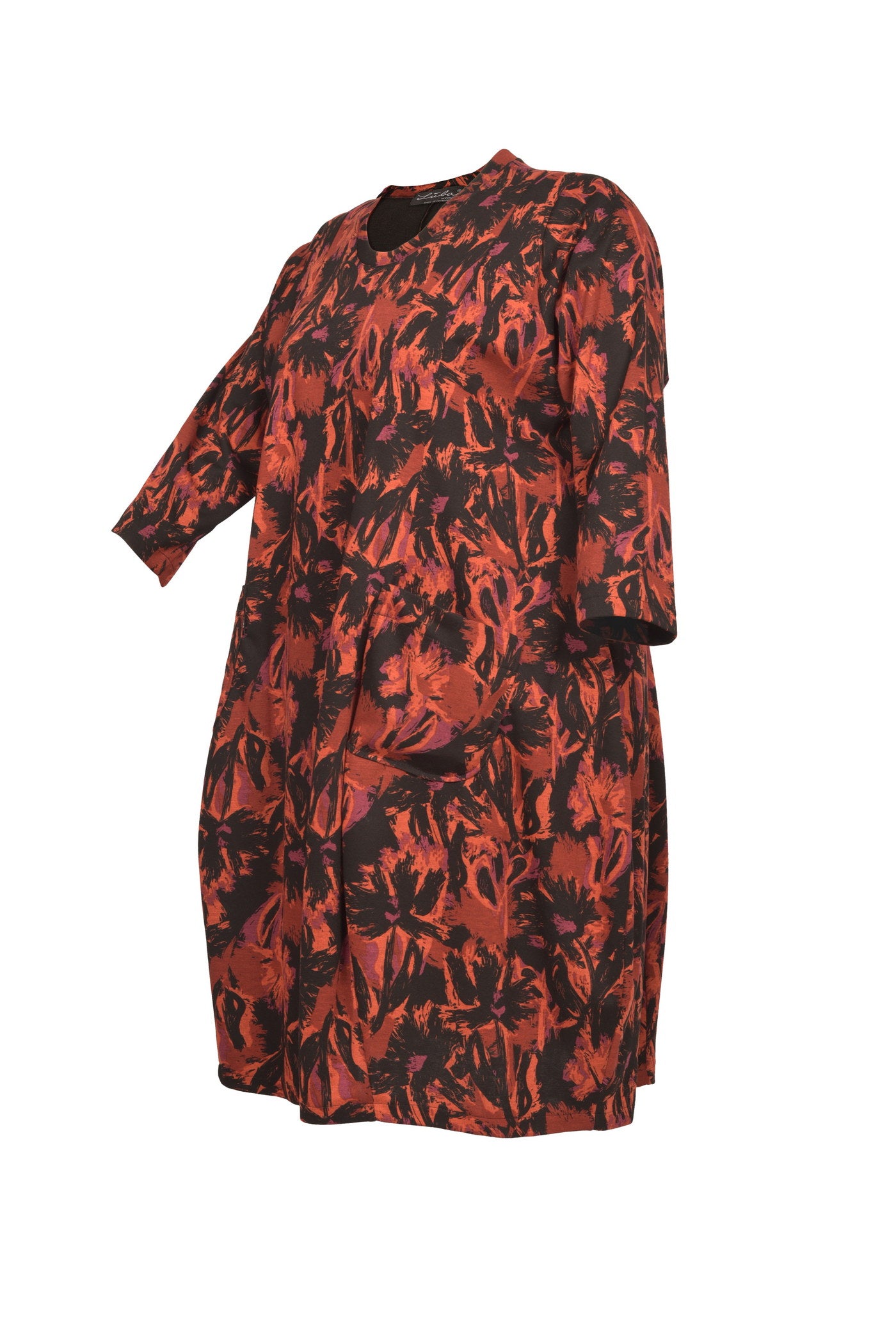 Extravagantes Jacquard-Kleid mit ballonförmigem Rock und 2 Taschen.