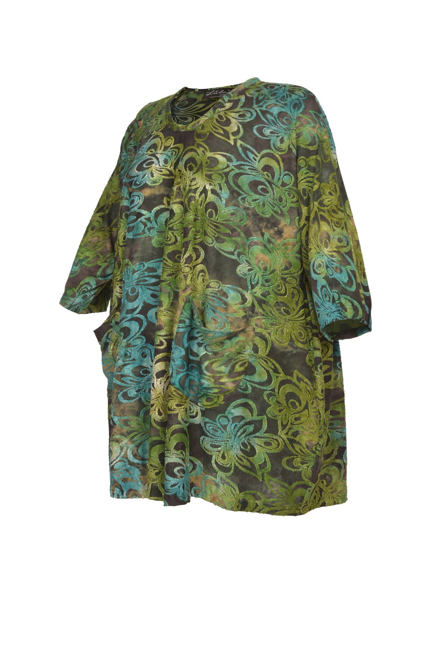 Ausgefallene Ausbrenner Tunika mit ballonförmigen Rockteil.