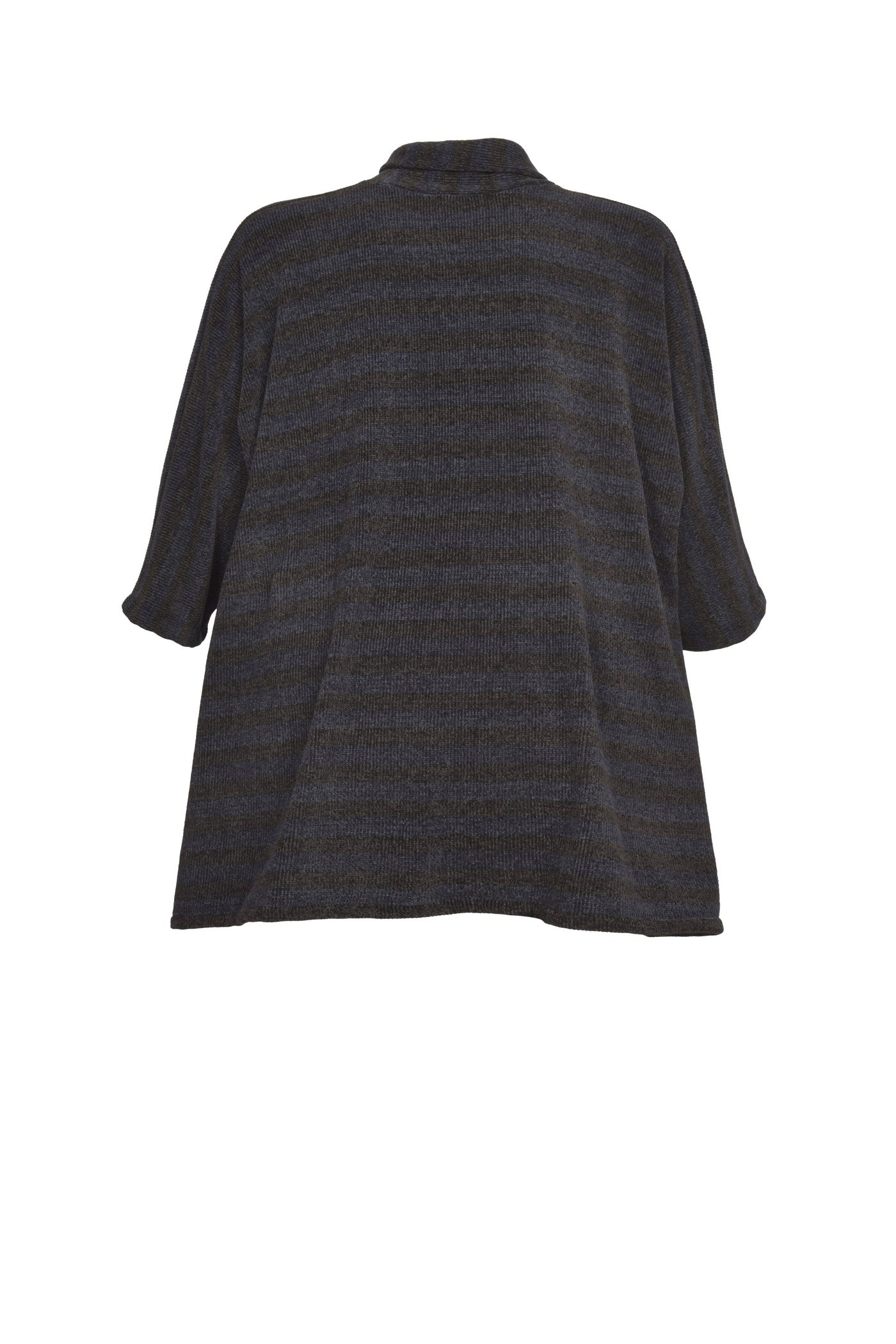 Aktuelle Chenille-Tunika in dunkelblau mit schwarzen Streifen.