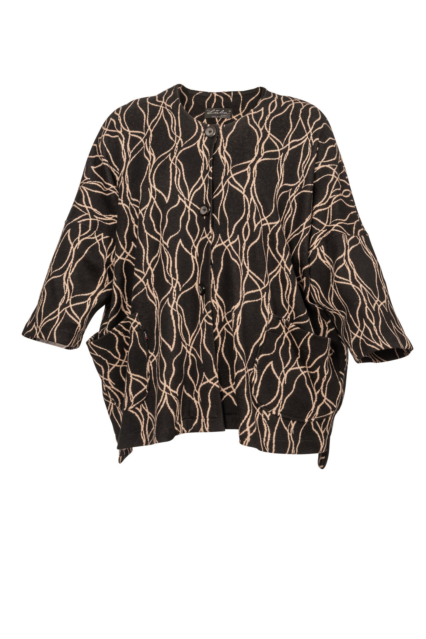 Acrylic white tunic with V-neck and hem