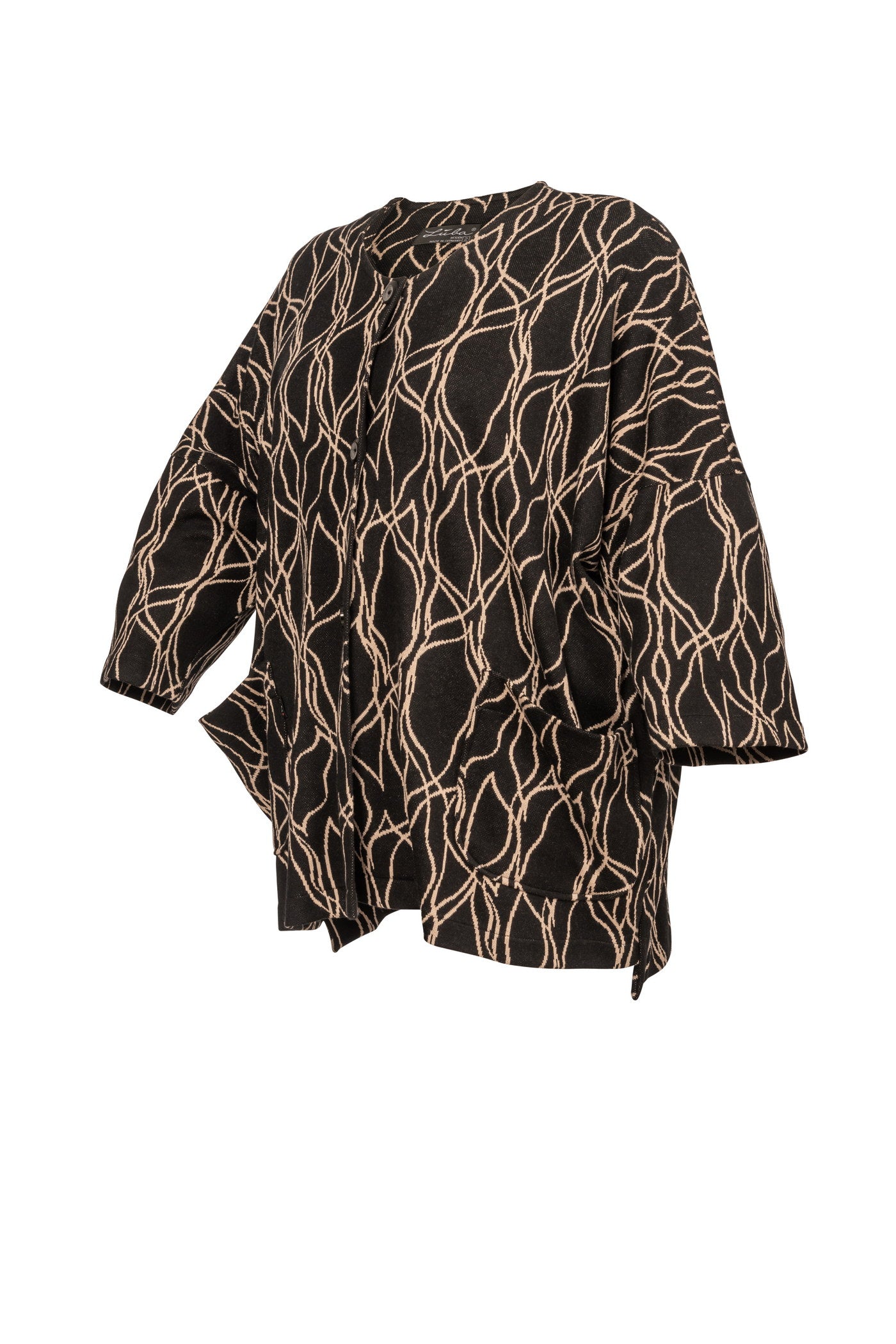 Acrylic white tunic with V-neck and hem