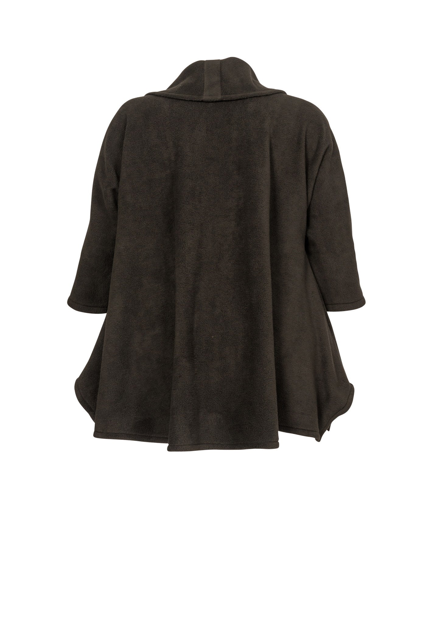 Kuscheliger schwarzer Fleece-Pullover mit Umlegekragen und 2 praktischen Taschen.