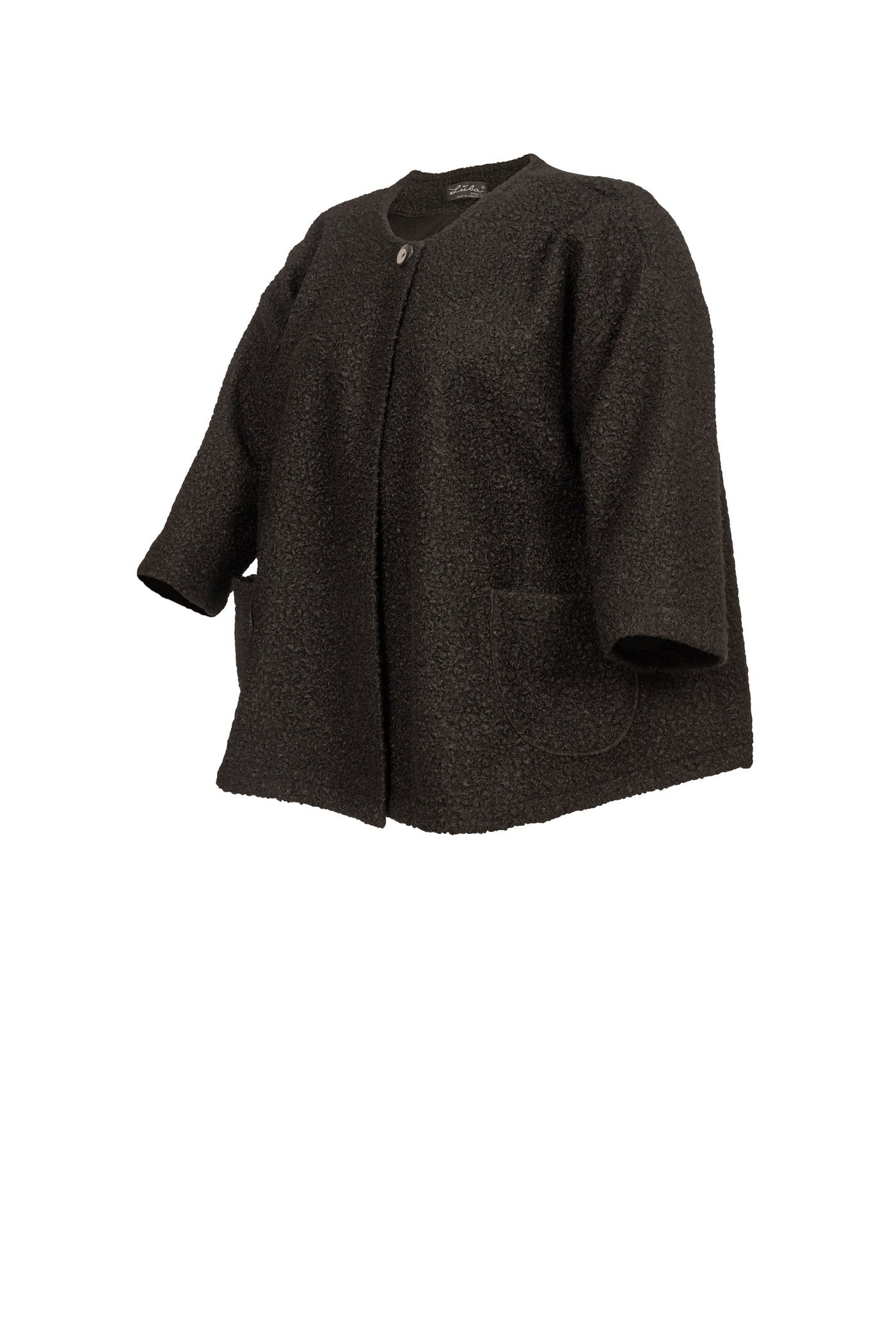 Acrylic white tunic with V-neck and hem