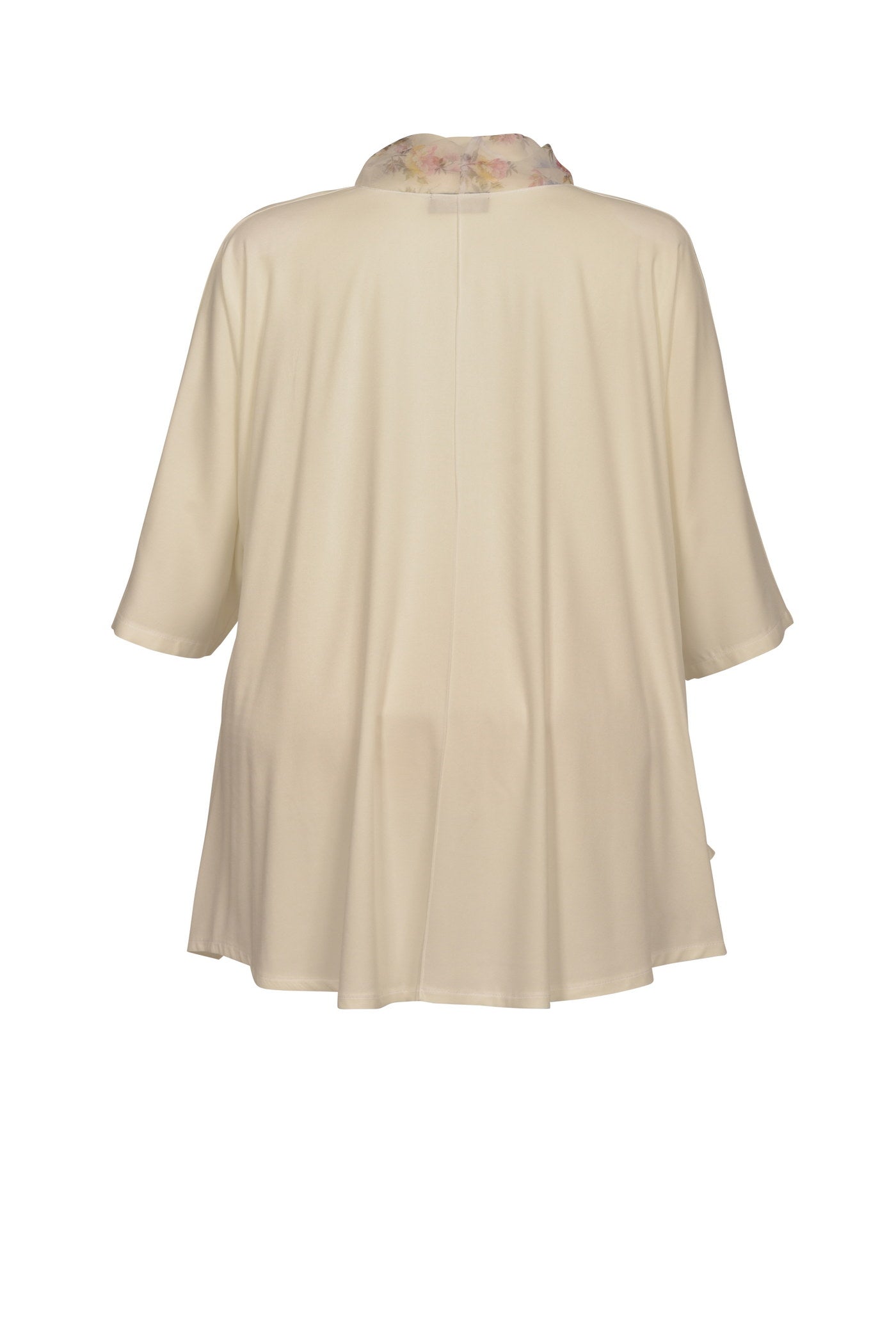 Acrylic white tunic with V-neck and hem