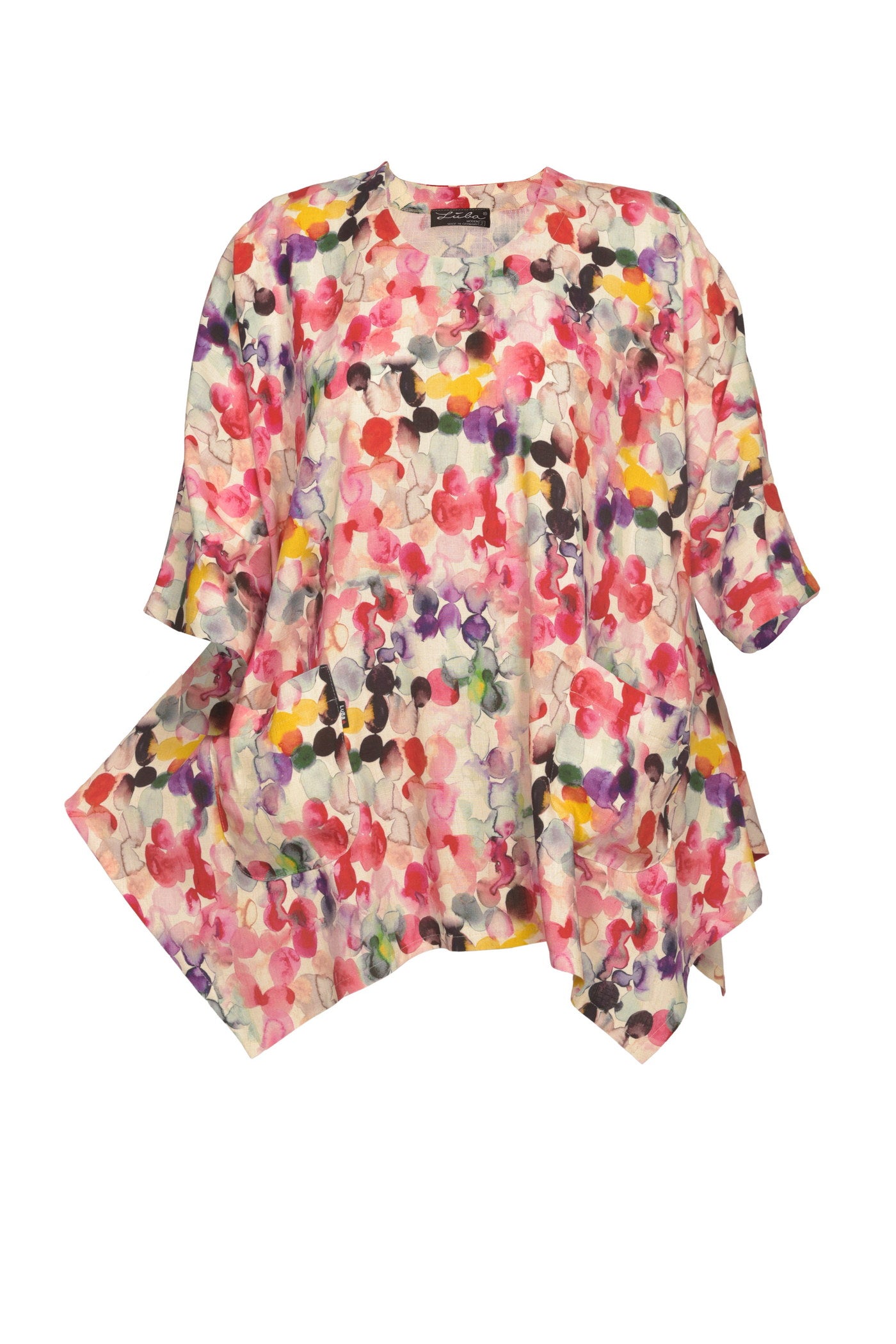 Elegante Allover-Print Tunika mit Zipfel-Saum